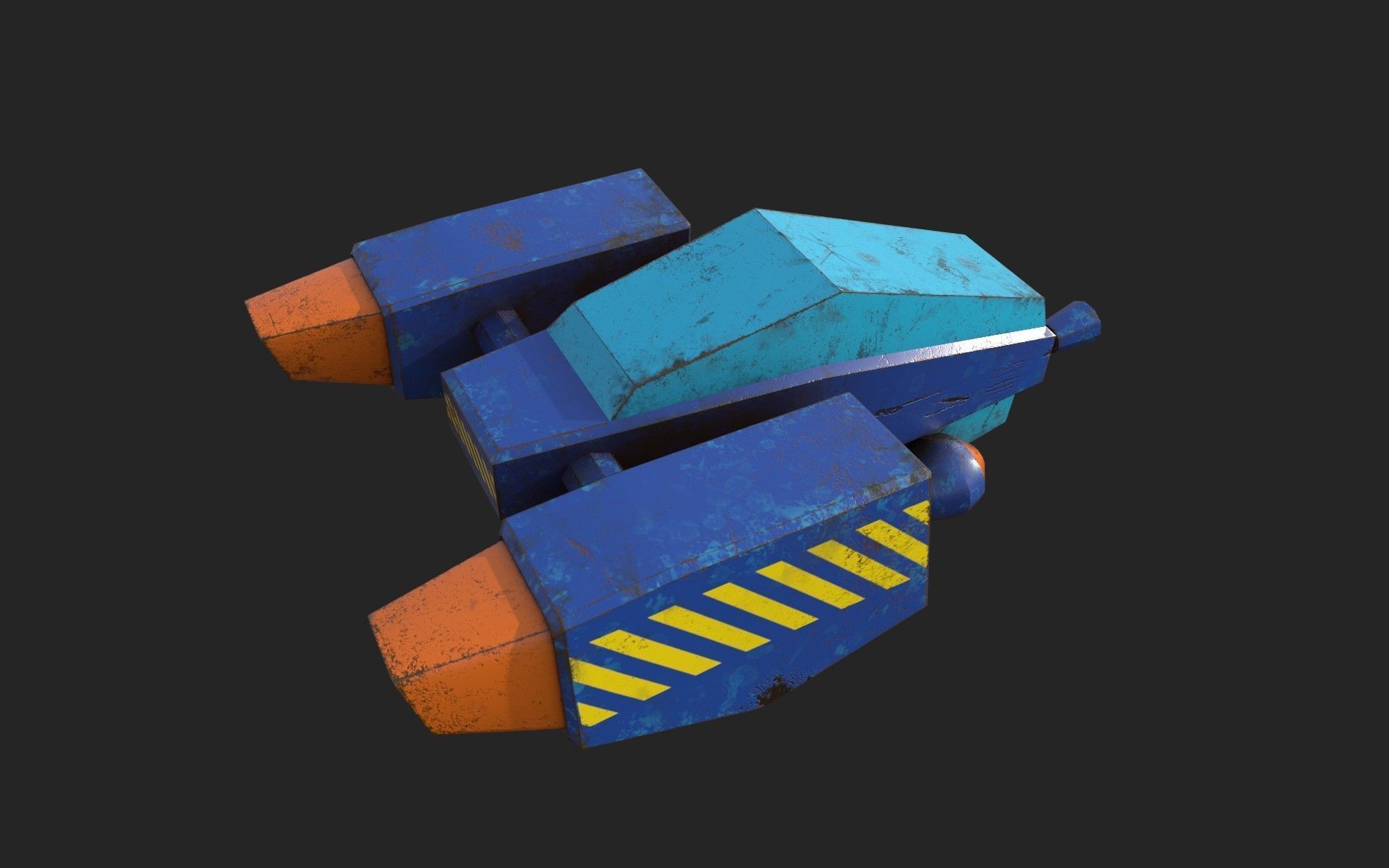 Stylized turret and jet Low-poly 3D model_11