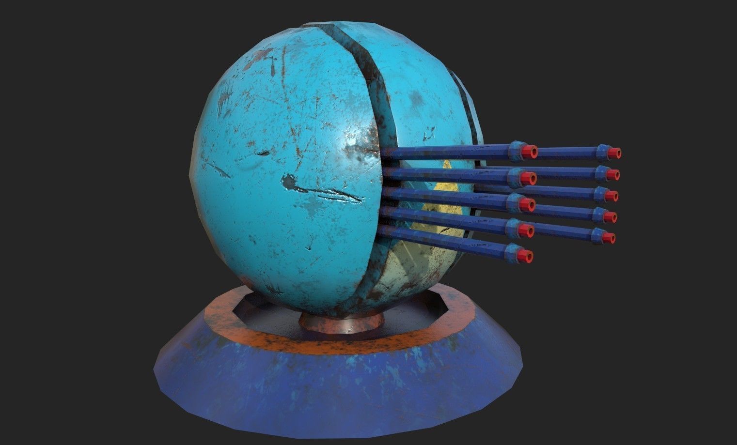 Stylized turret and jet Low-poly 3D model_28