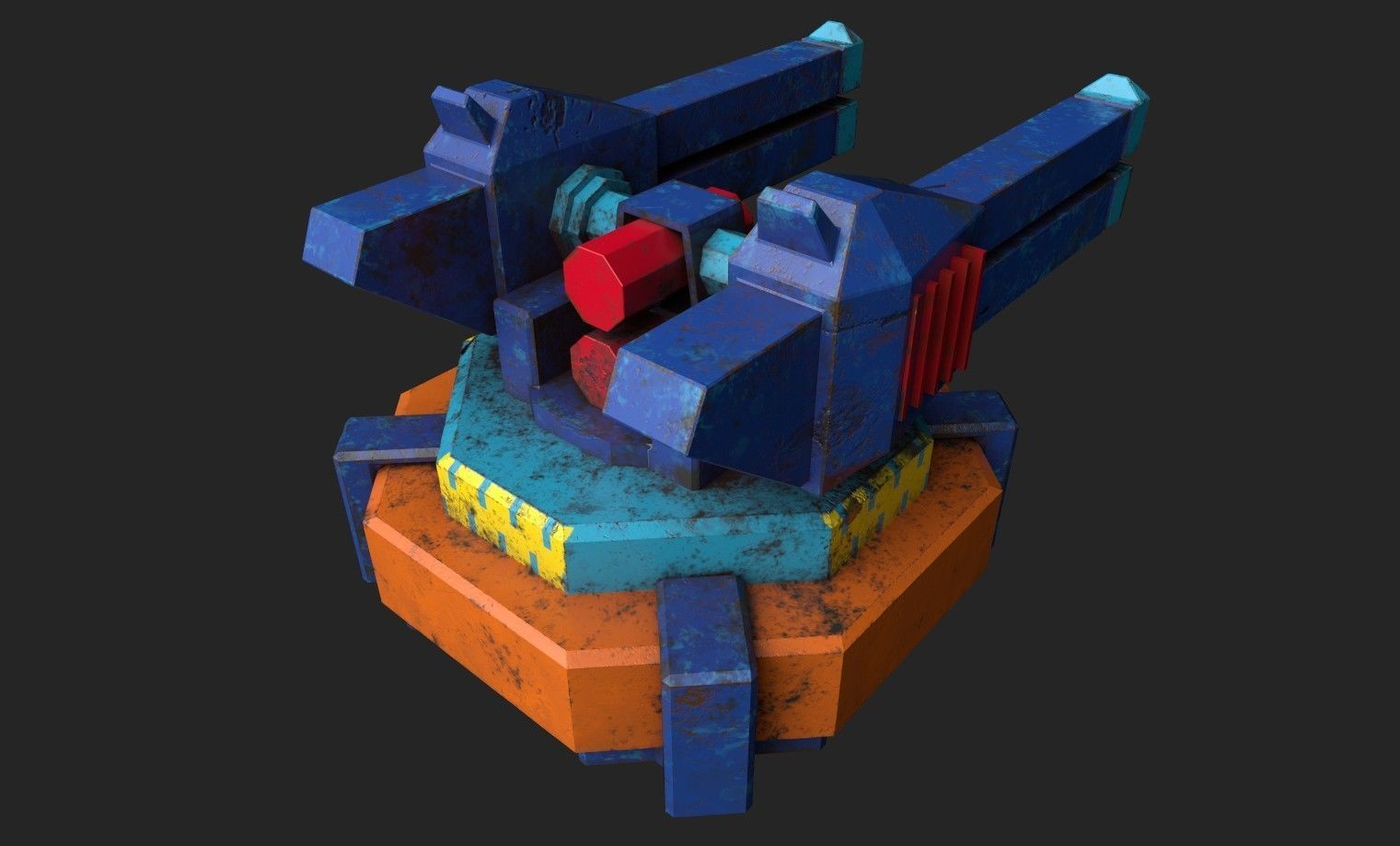 Stylized turret and jet Low-poly 3D model_35