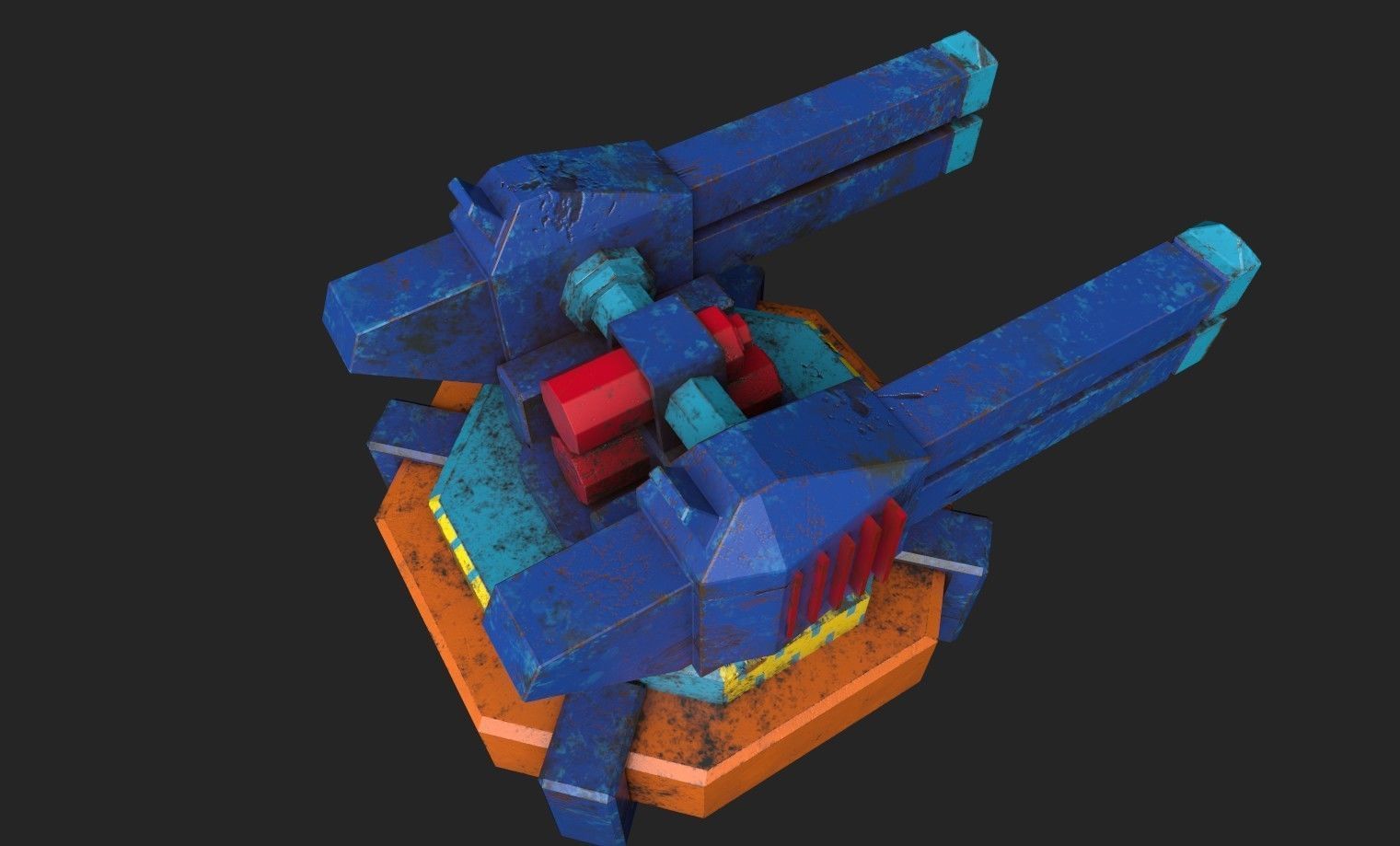 Stylized turret and jet Low-poly 3D model_36