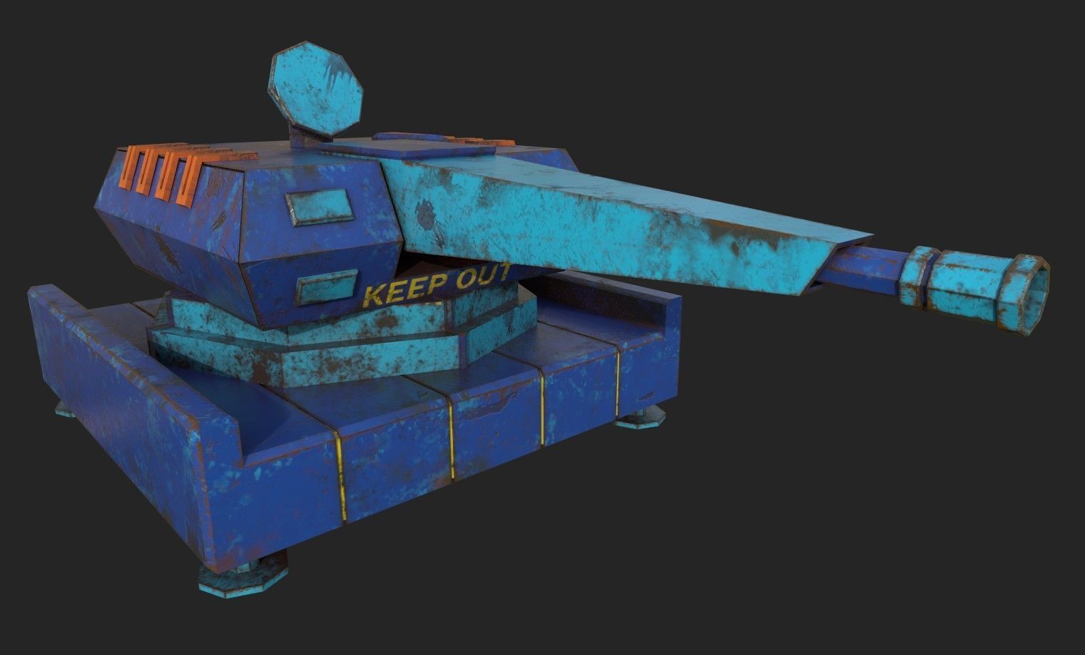 Stylized turret and jet Low-poly 3D model_37