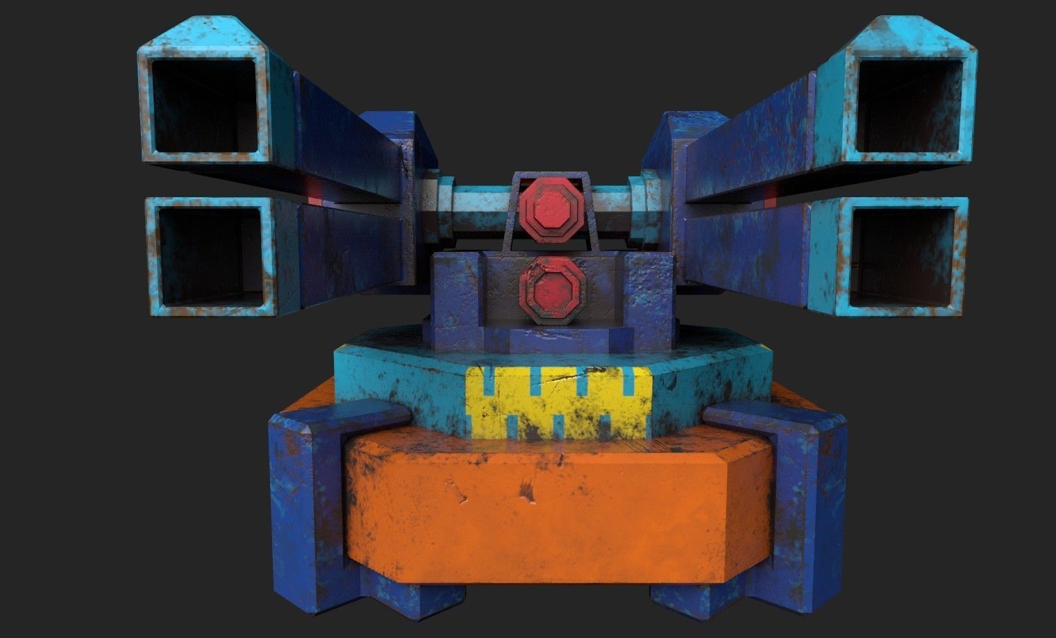 Stylized turret and jet Low-poly 3D model_33