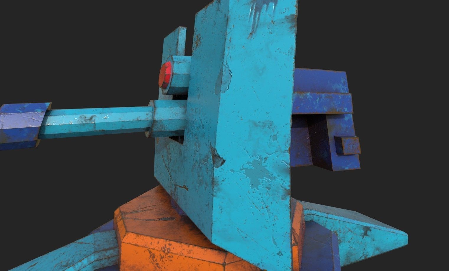 Stylized turret and jet Low-poly 3D model_27