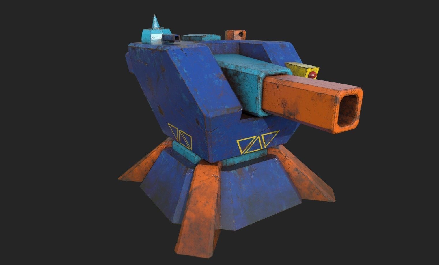 Stylized turret and jet Low-poly 3D model_18
