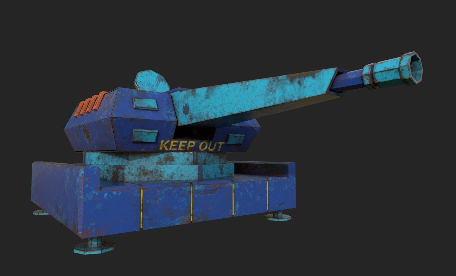 Stylized turret and jet Low-poly 3D model_38