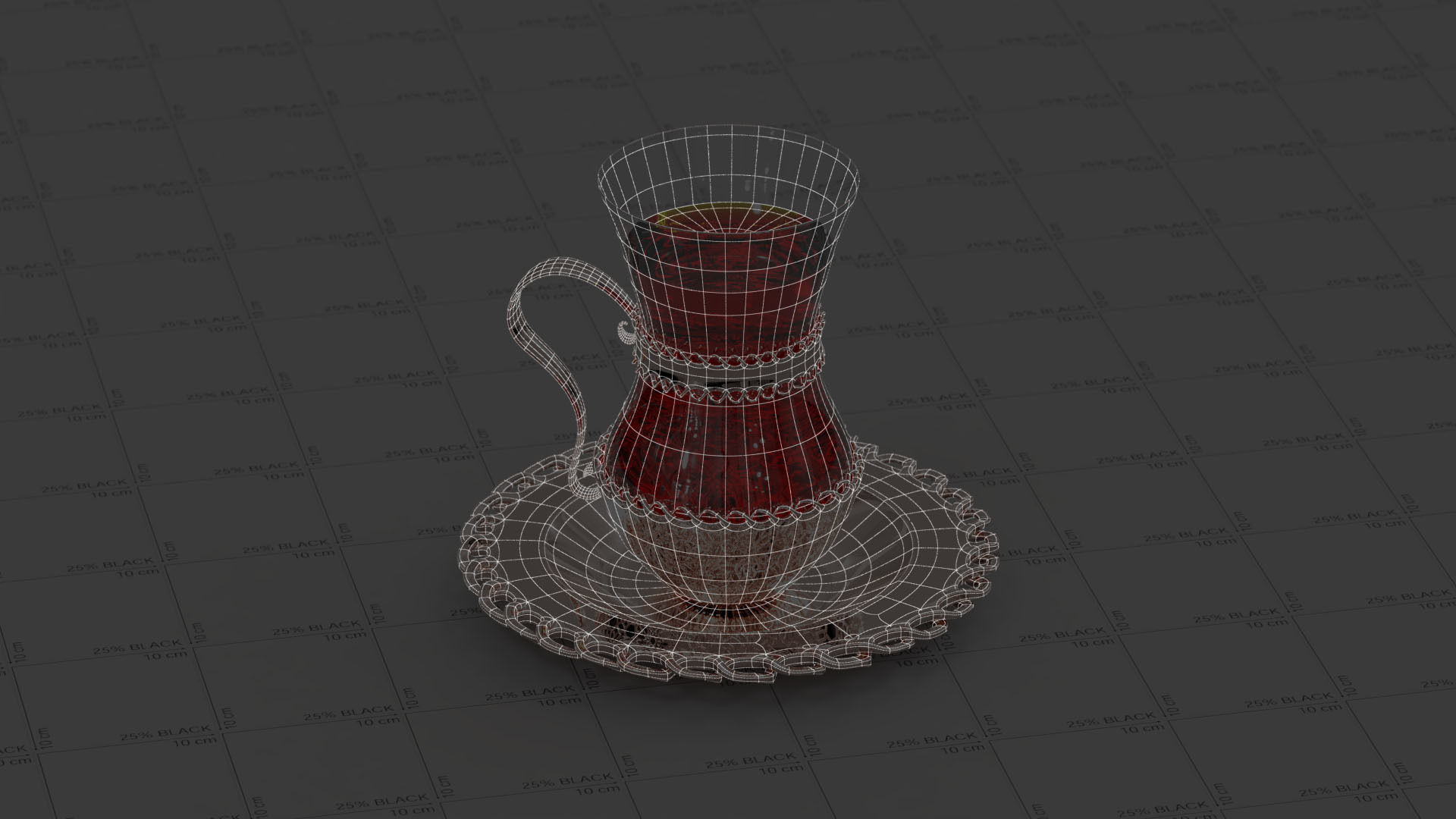 Tea Set cup with liquid in it 3D model_3
