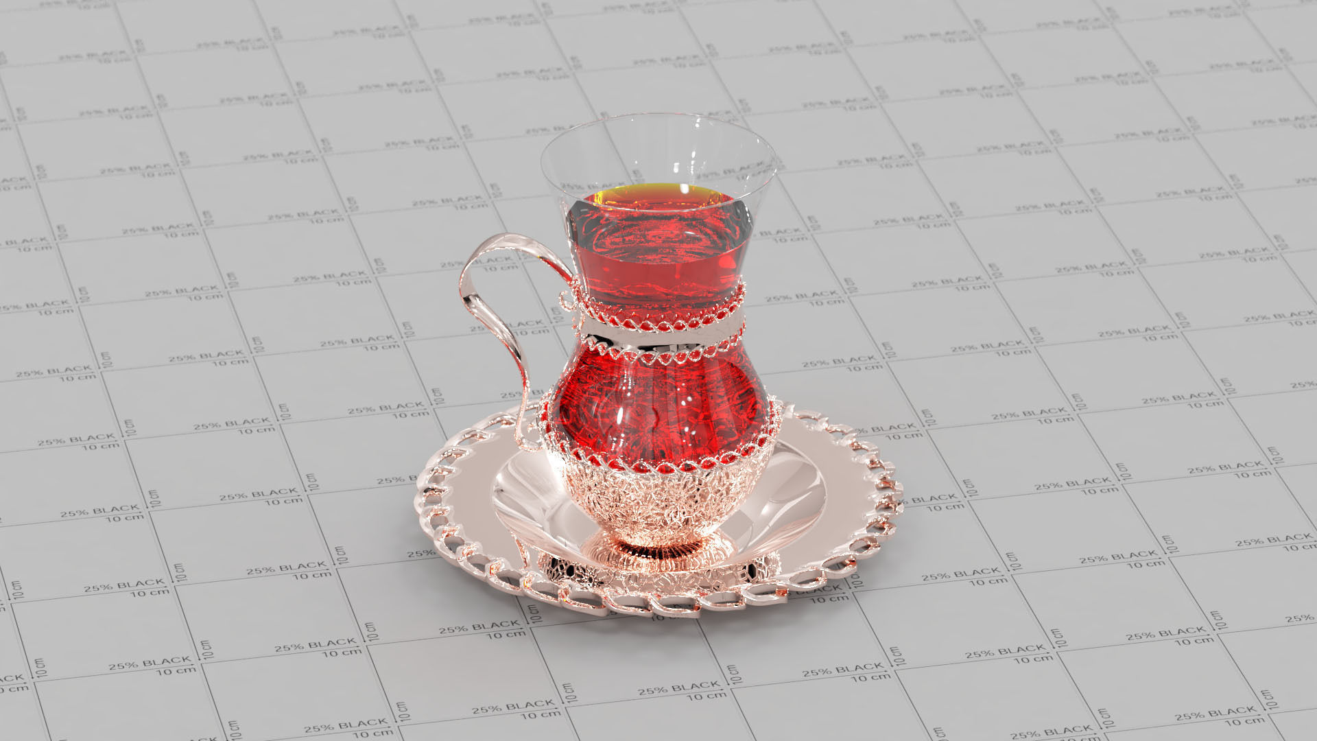 Tea Set cup with liquid in it 3D model_2
