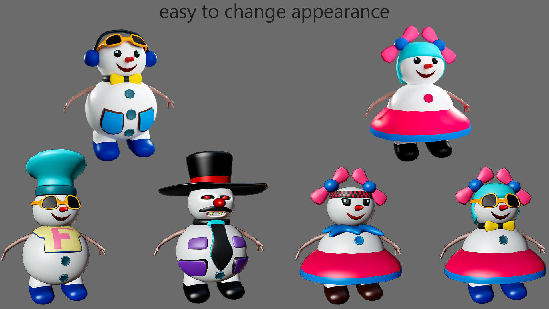 Low poly character set-funny snowmen Low-poly 3D model_27