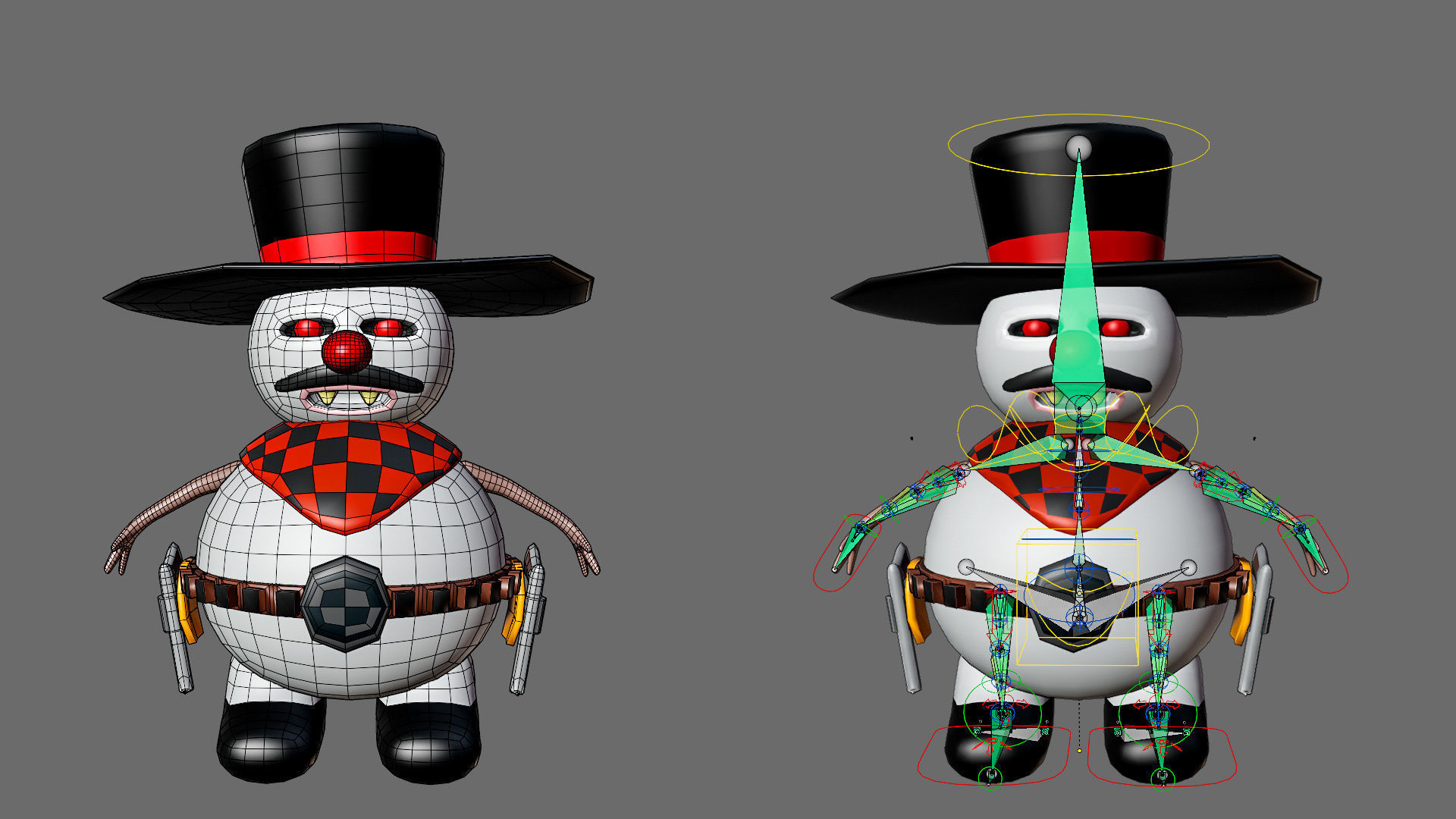 Low poly character set-funny snowmen Low-poly 3D model_30