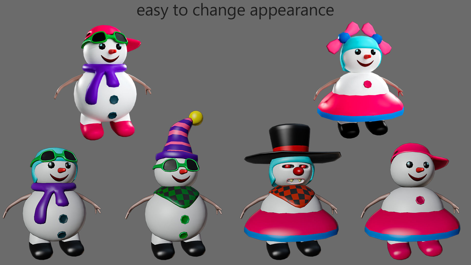 Low poly character set-funny snowmen Low-poly 3D model_28