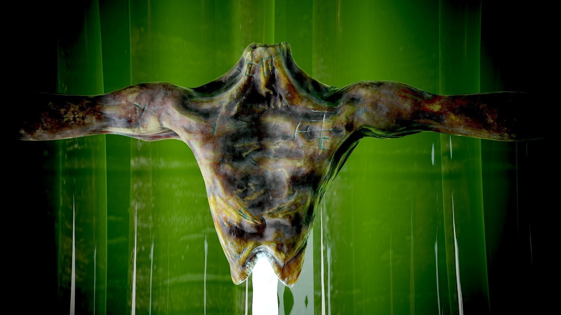 Zombie-Carcass body in with lights Low-poly 3D model_5