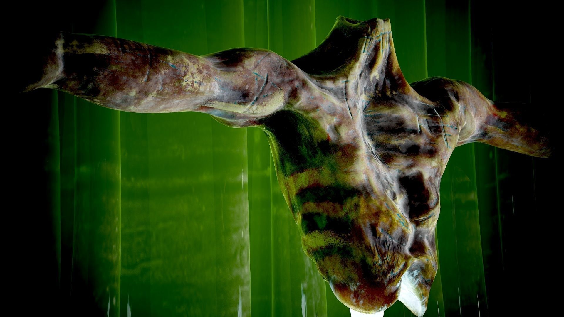 Zombie-Carcass body in with lights Low-poly 3D model_2