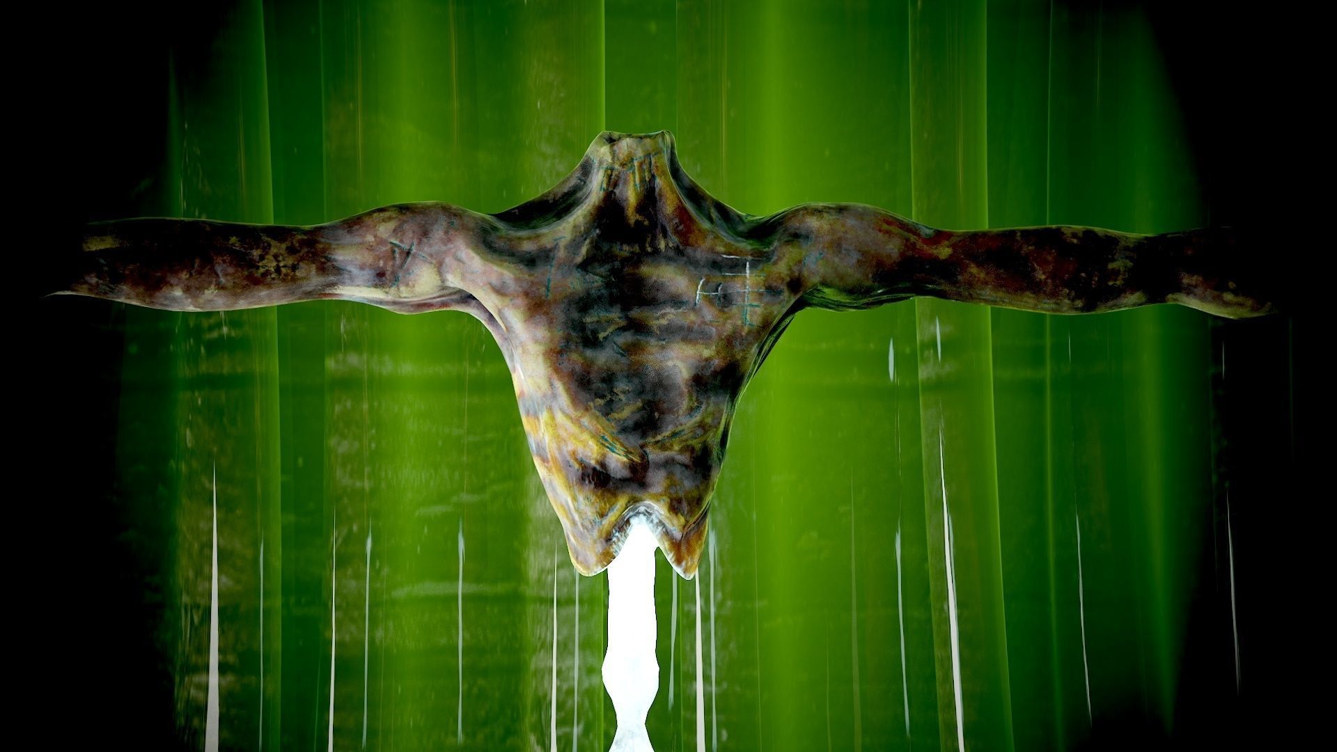 Zombie-Carcass body in with lights Low-poly 3D model_3