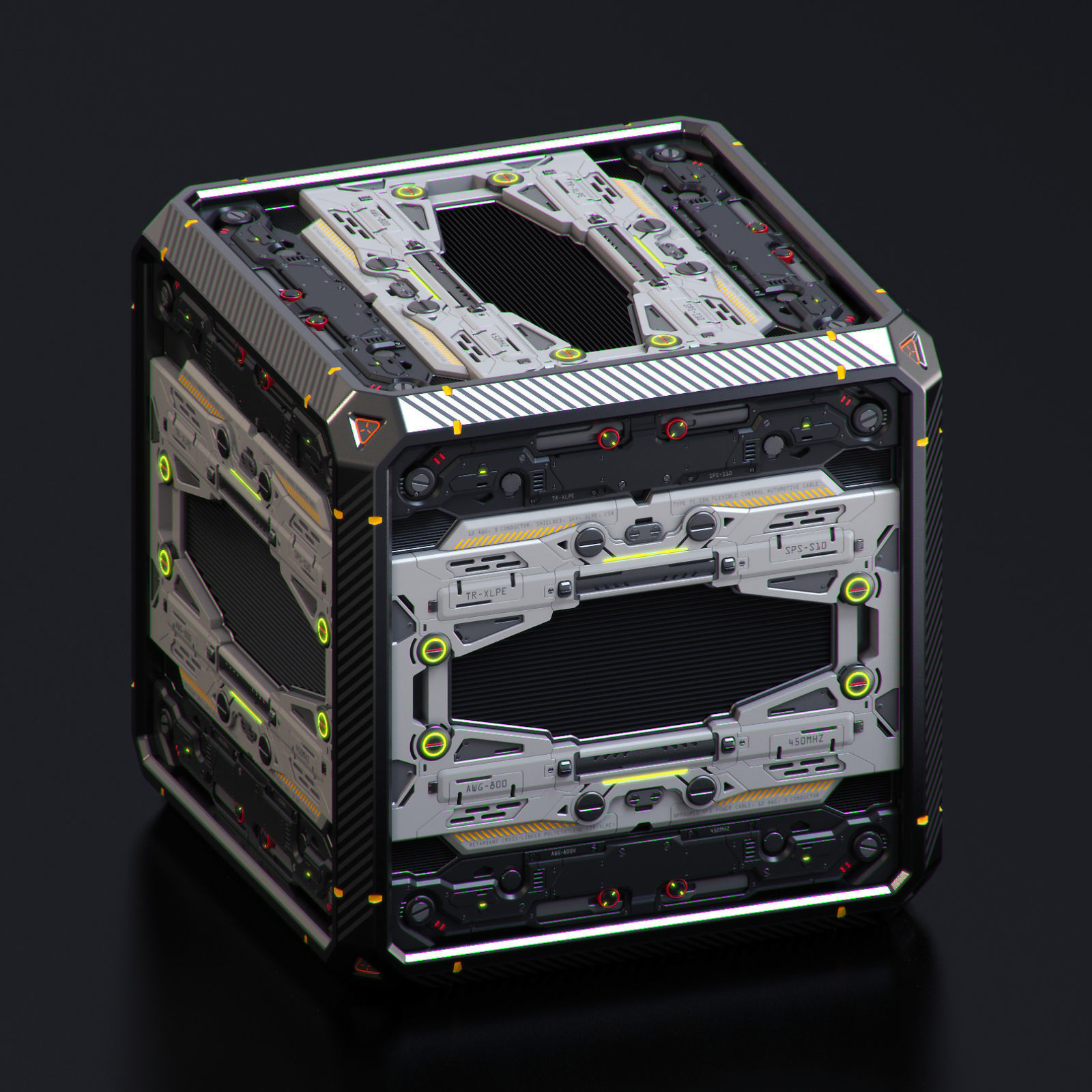 SciFi Crates set 3D model_4