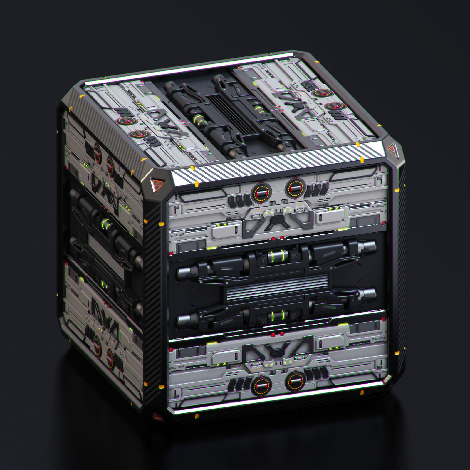 SciFi Crates set 3D model_2