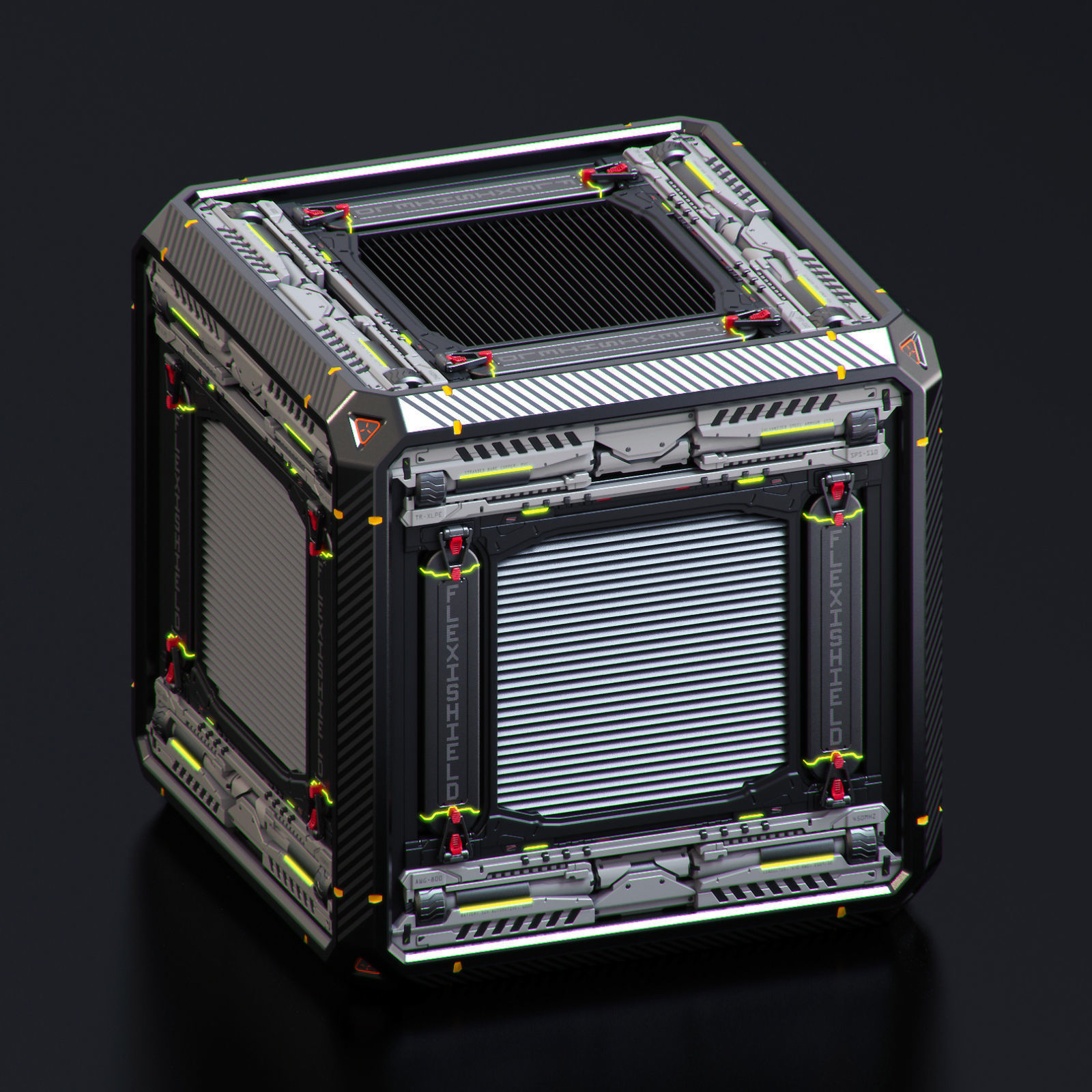 SciFi Crates set 3D model_6