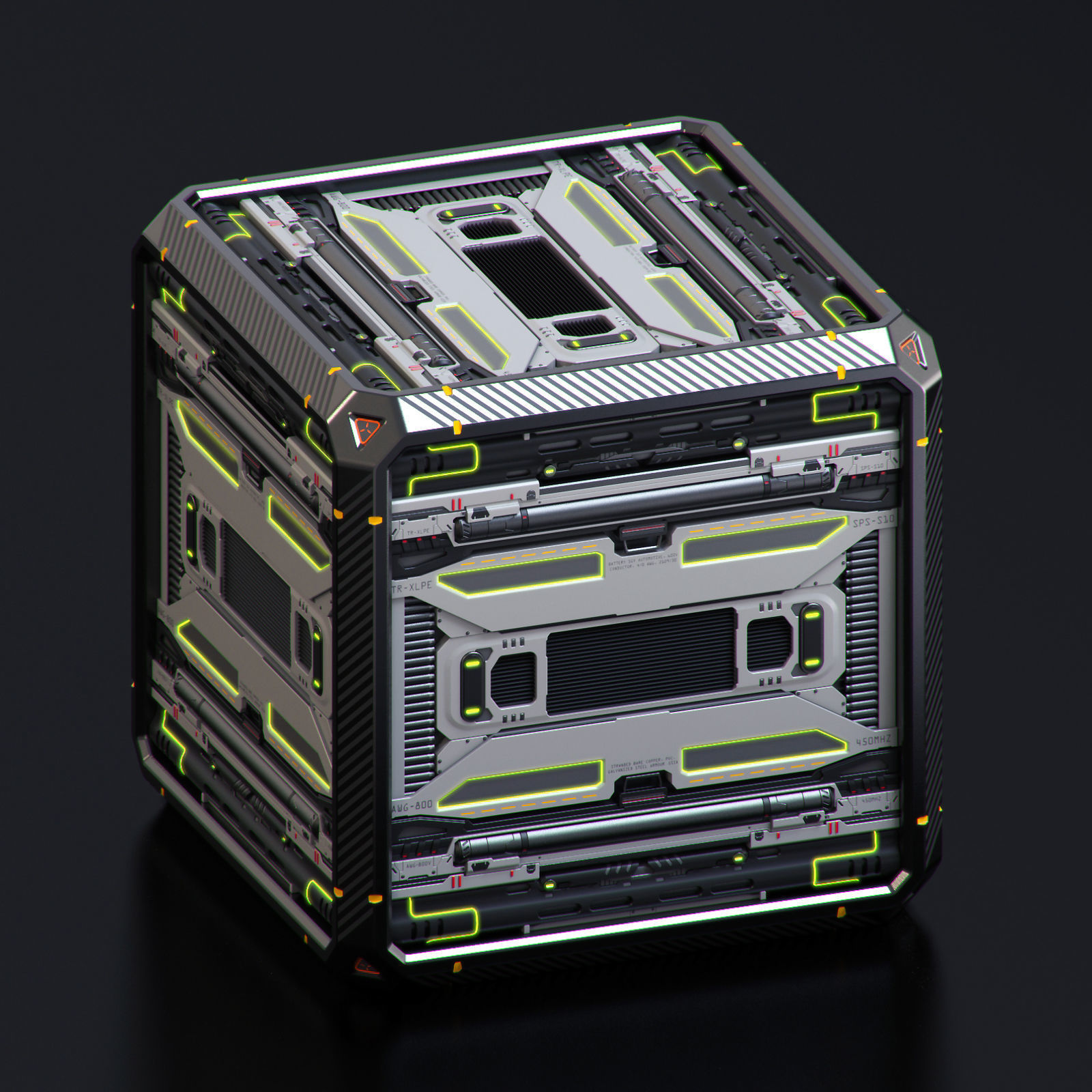 SciFi Crates set 3D model_5