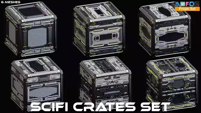 SciFi Crates set 3D model