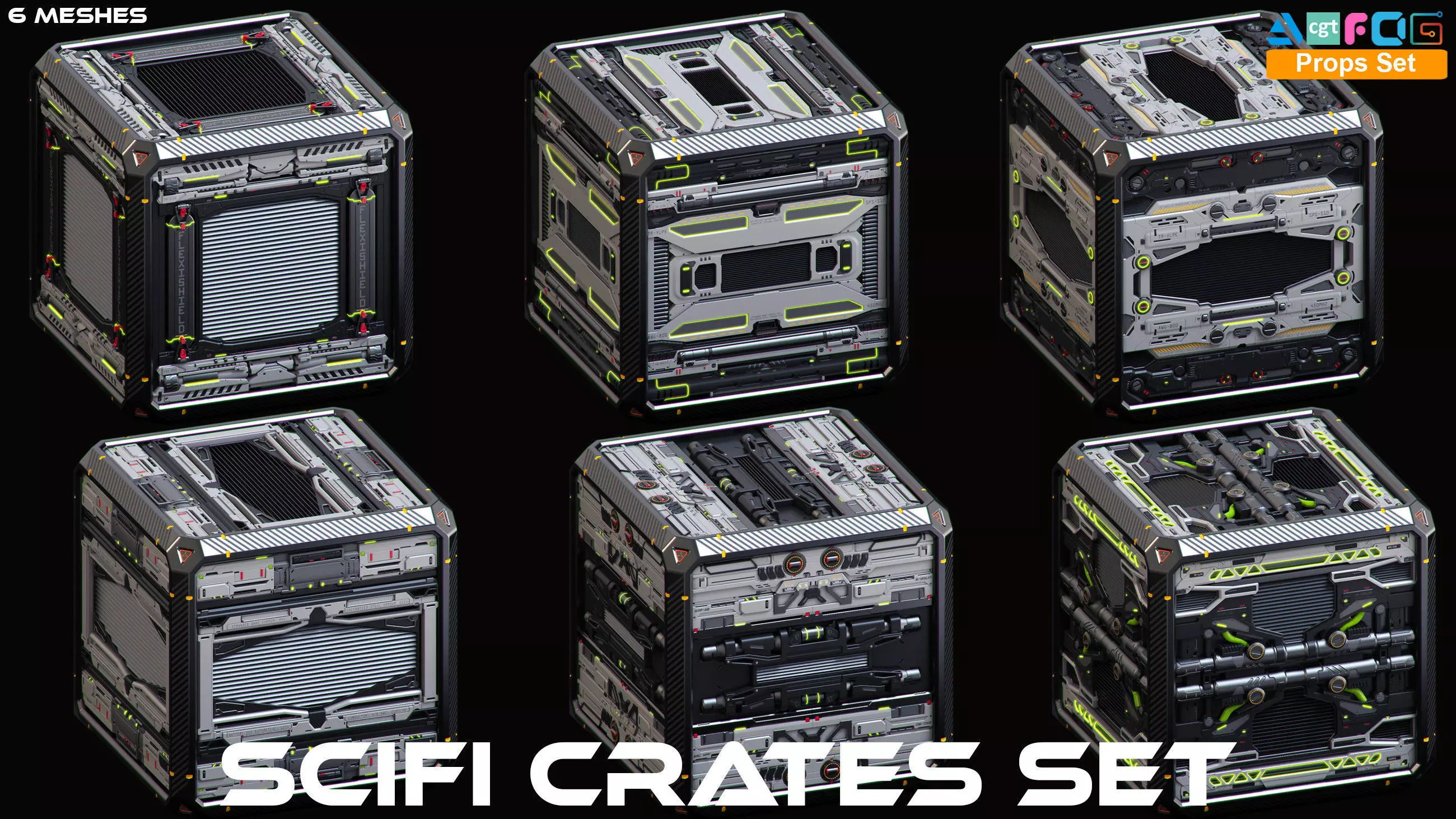 SciFi Crates set 3D model_0