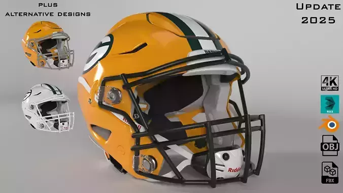 PACKERS GREEN BAY Helmet Football NFC NORTH PBR updated 2025 3D model
