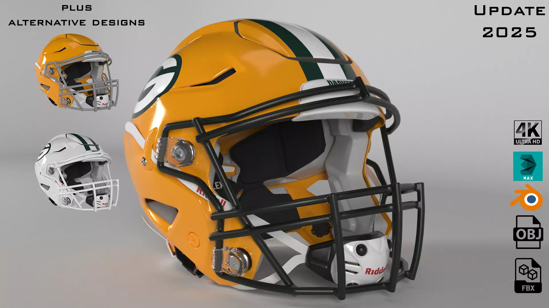 PACKERS GREEN BAY Helmet Football NFC NORTH PBR updated 2025 3D model_0