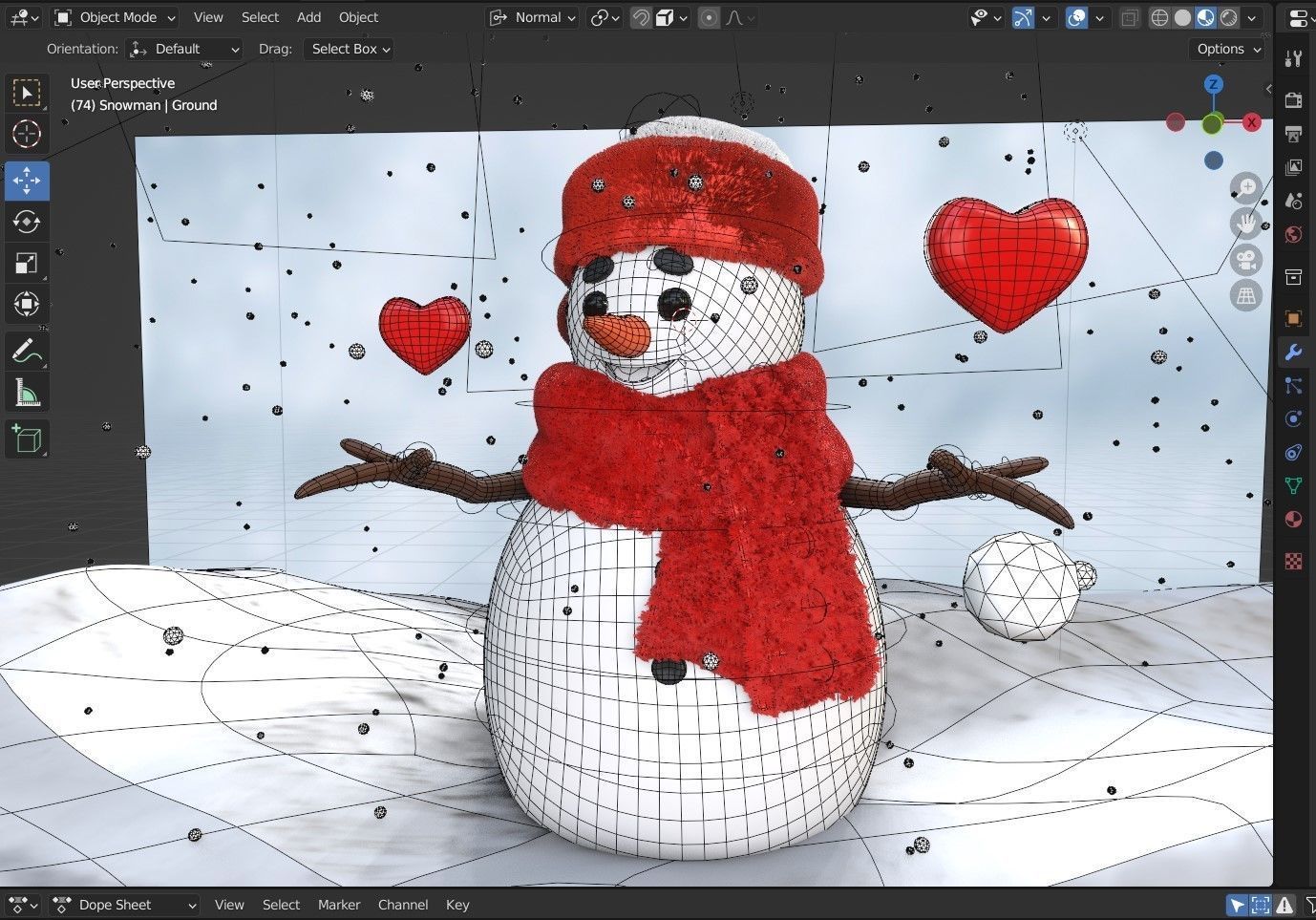 Animated Snowman Love 3D model_7