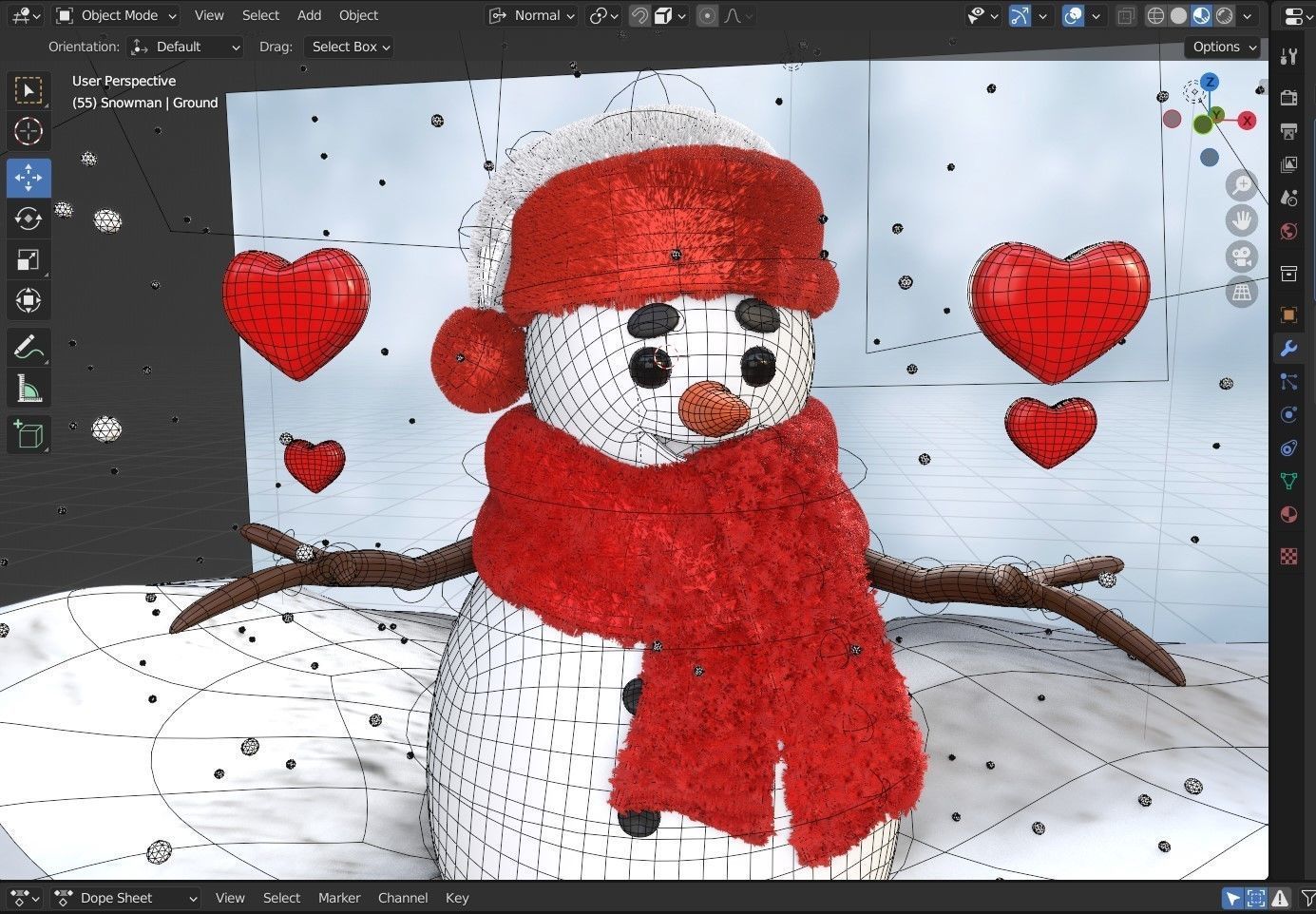Animated Snowman Love 3D model_10