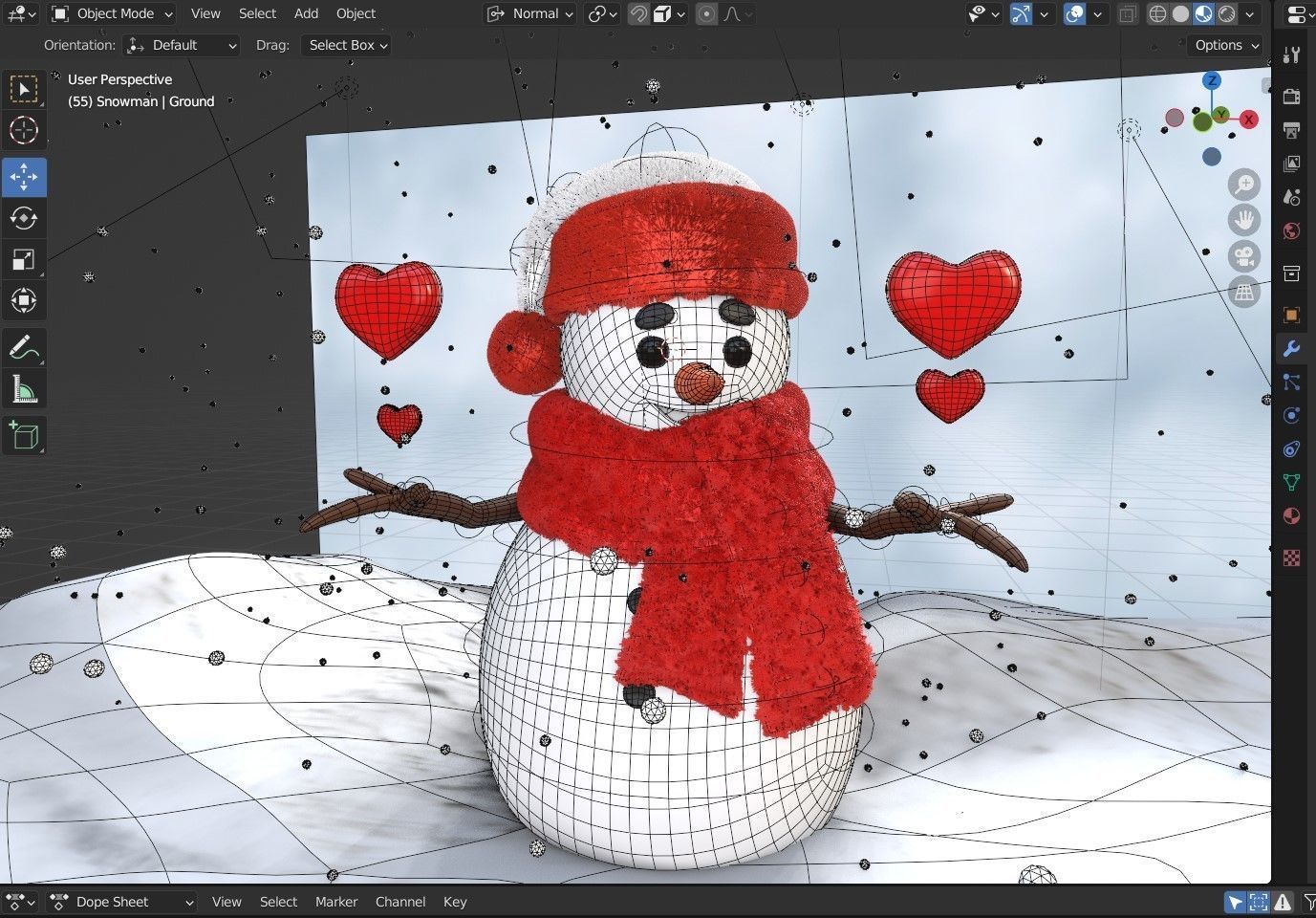Animated Snowman Love 3D model_9