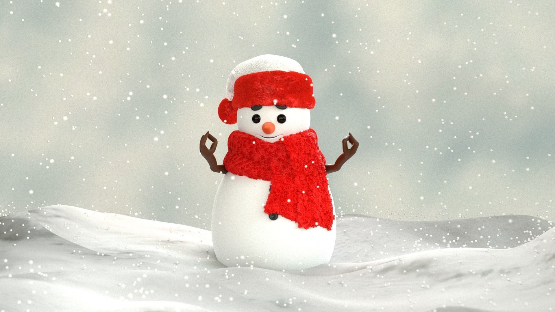 Animated Snowman Love 3D model_11
