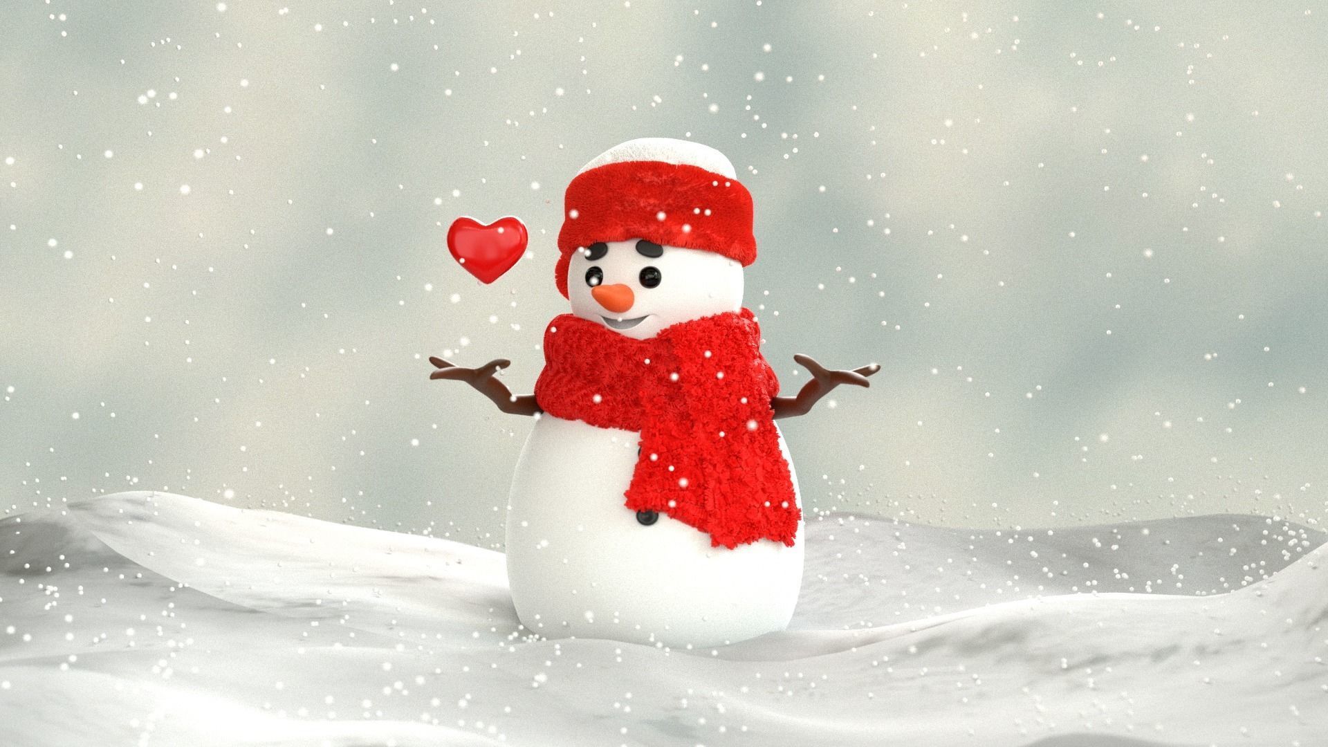 Animated Snowman Love 3D model_18