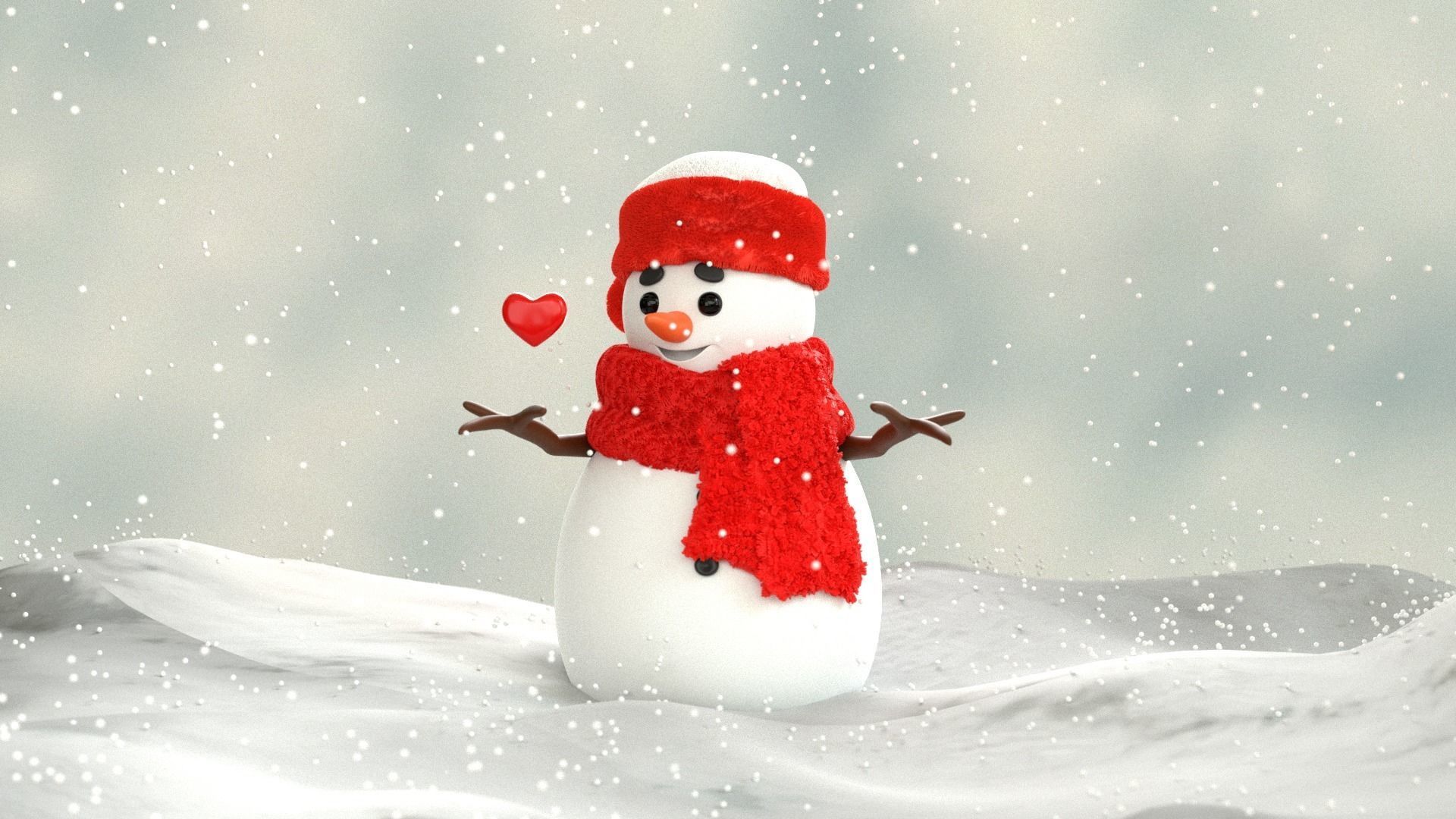 Animated Snowman Love 3D model_16