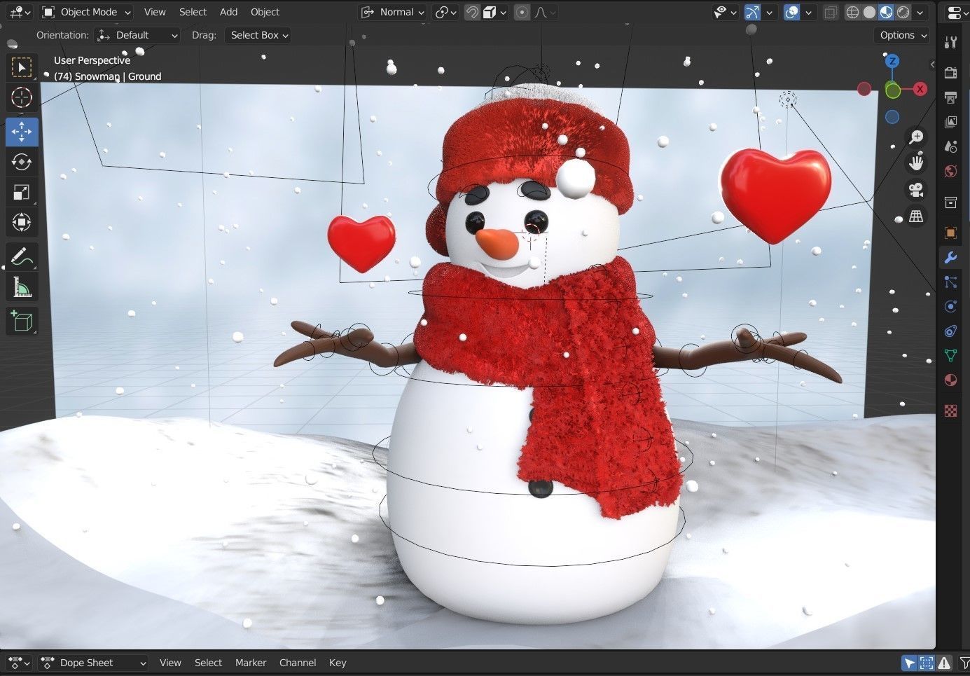 Animated Snowman Love 3D model_6