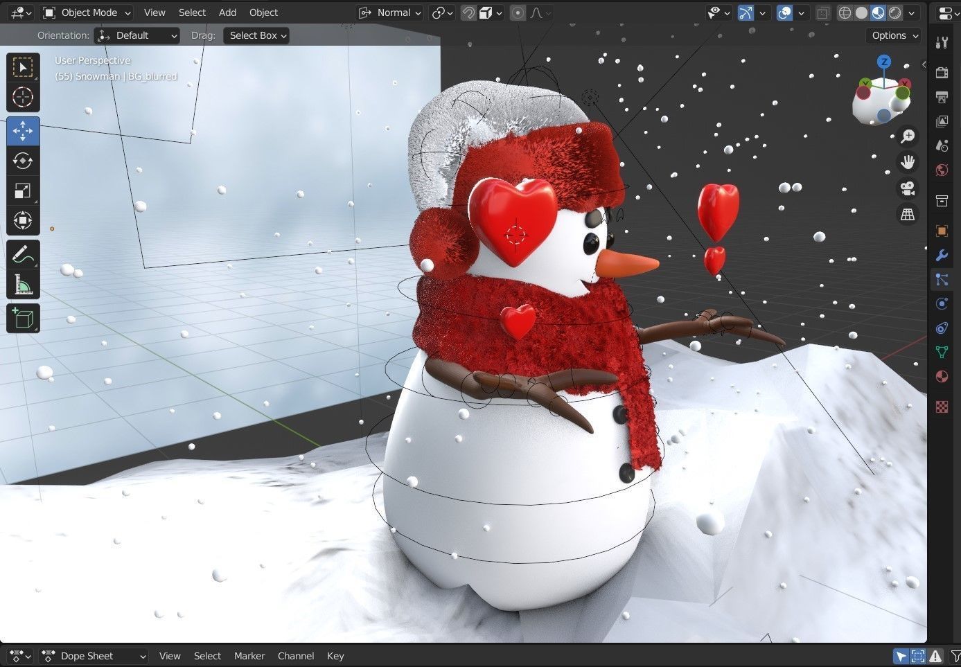 Animated Snowman Love 3D model_5
