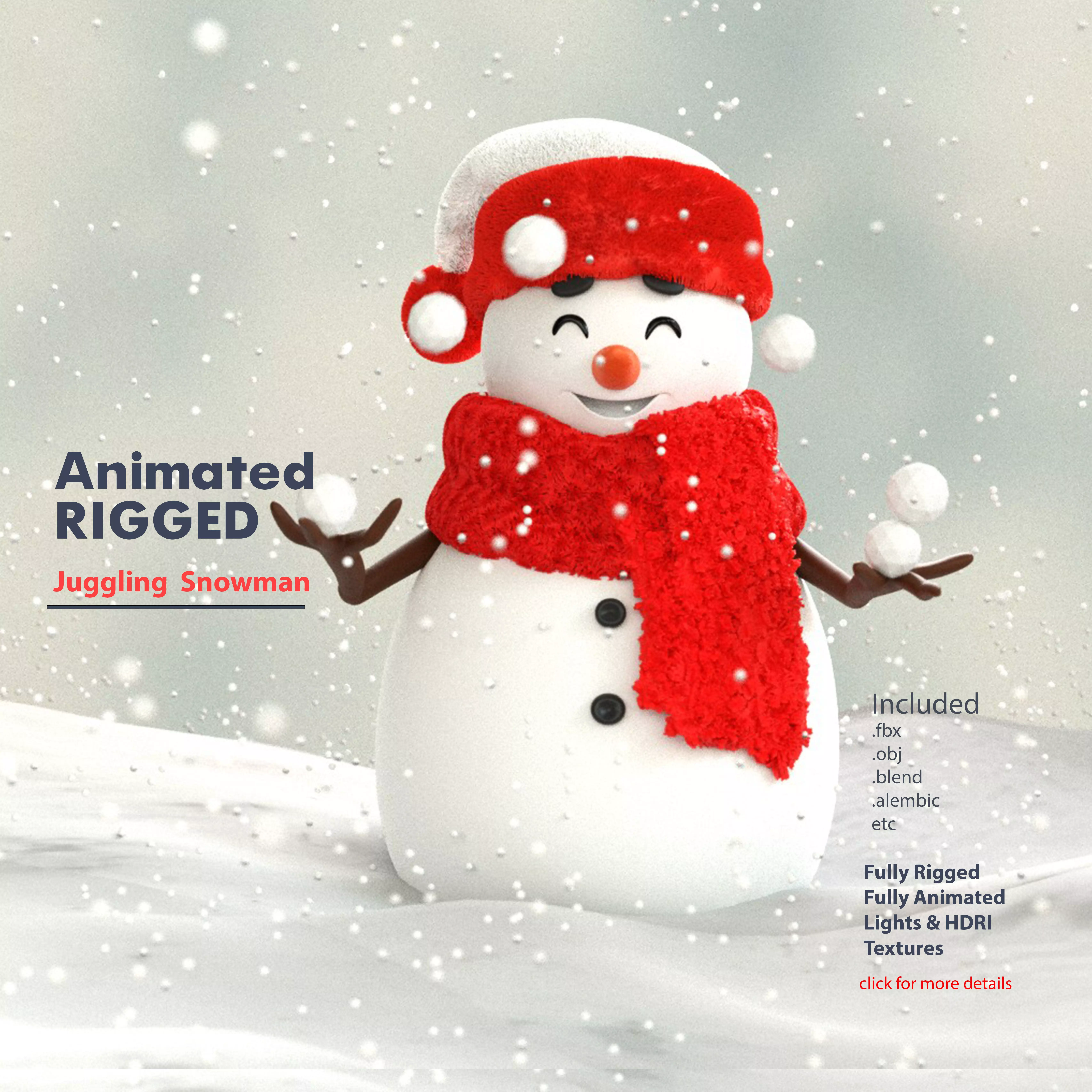Animated Snowman Juggling 3D model_0