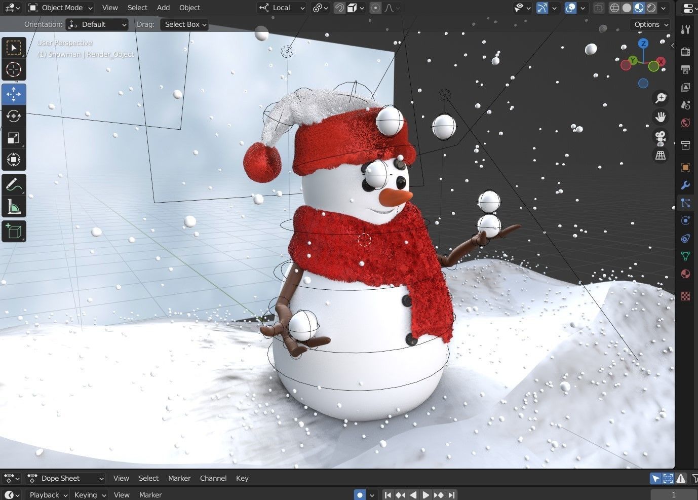 Animated Snowman Juggling 3D model_4
