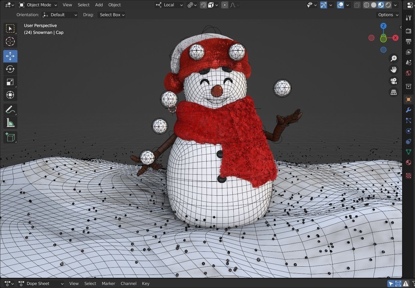 Animated Snowman Juggling 3D model_8