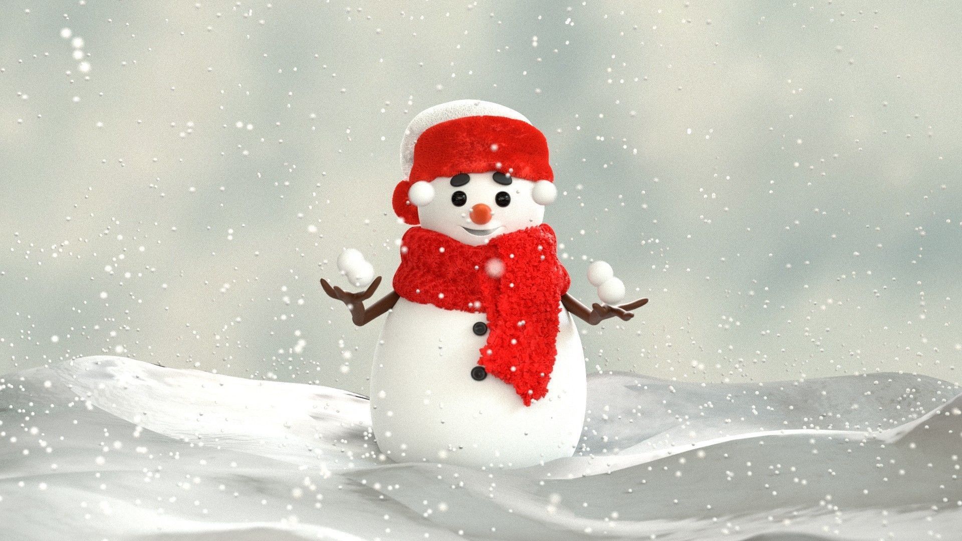 Animated Snowman Juggling 3D model_2