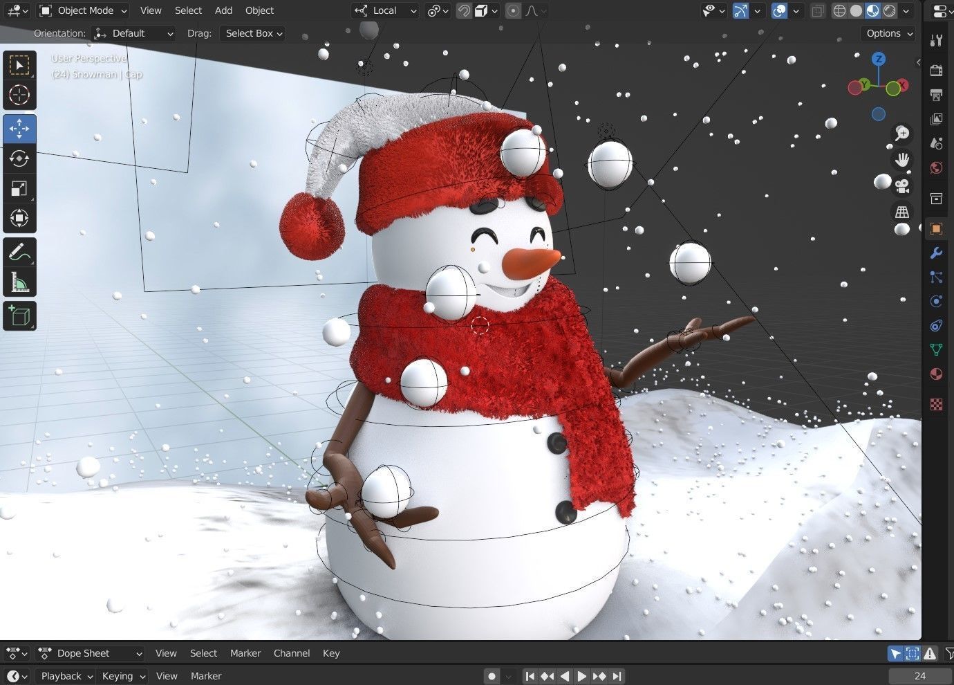 Animated Snowman Juggling 3D model_6