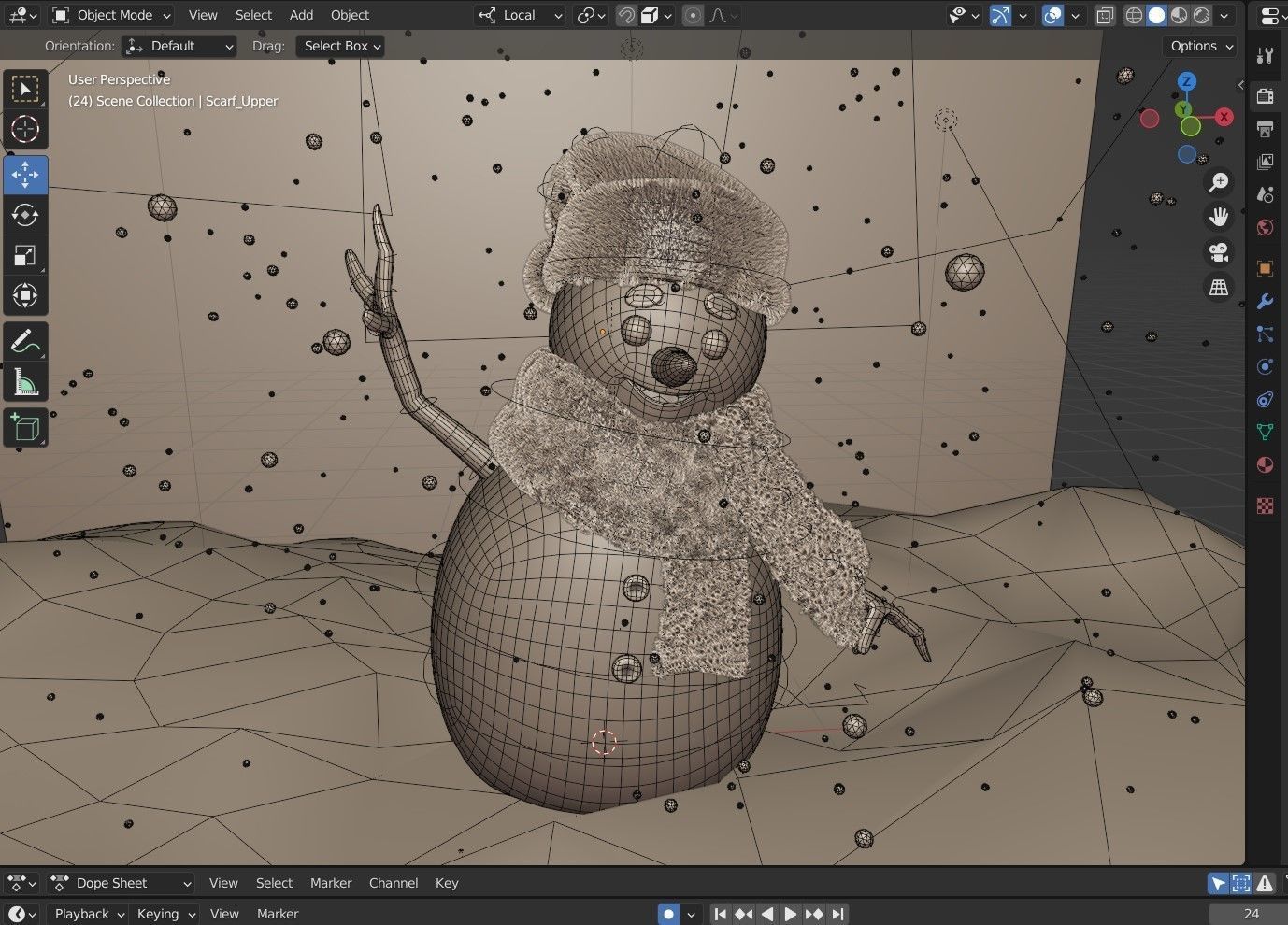 Animated Snowman Happy 3D model_8