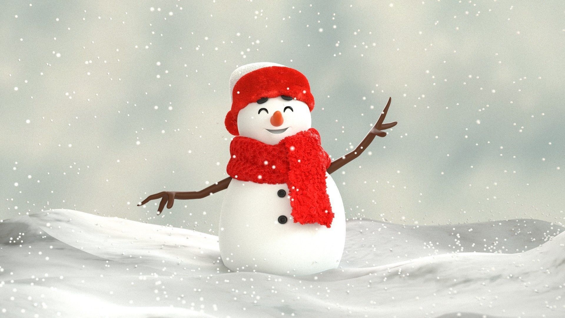 Animated Snowman Happy 3D model_13