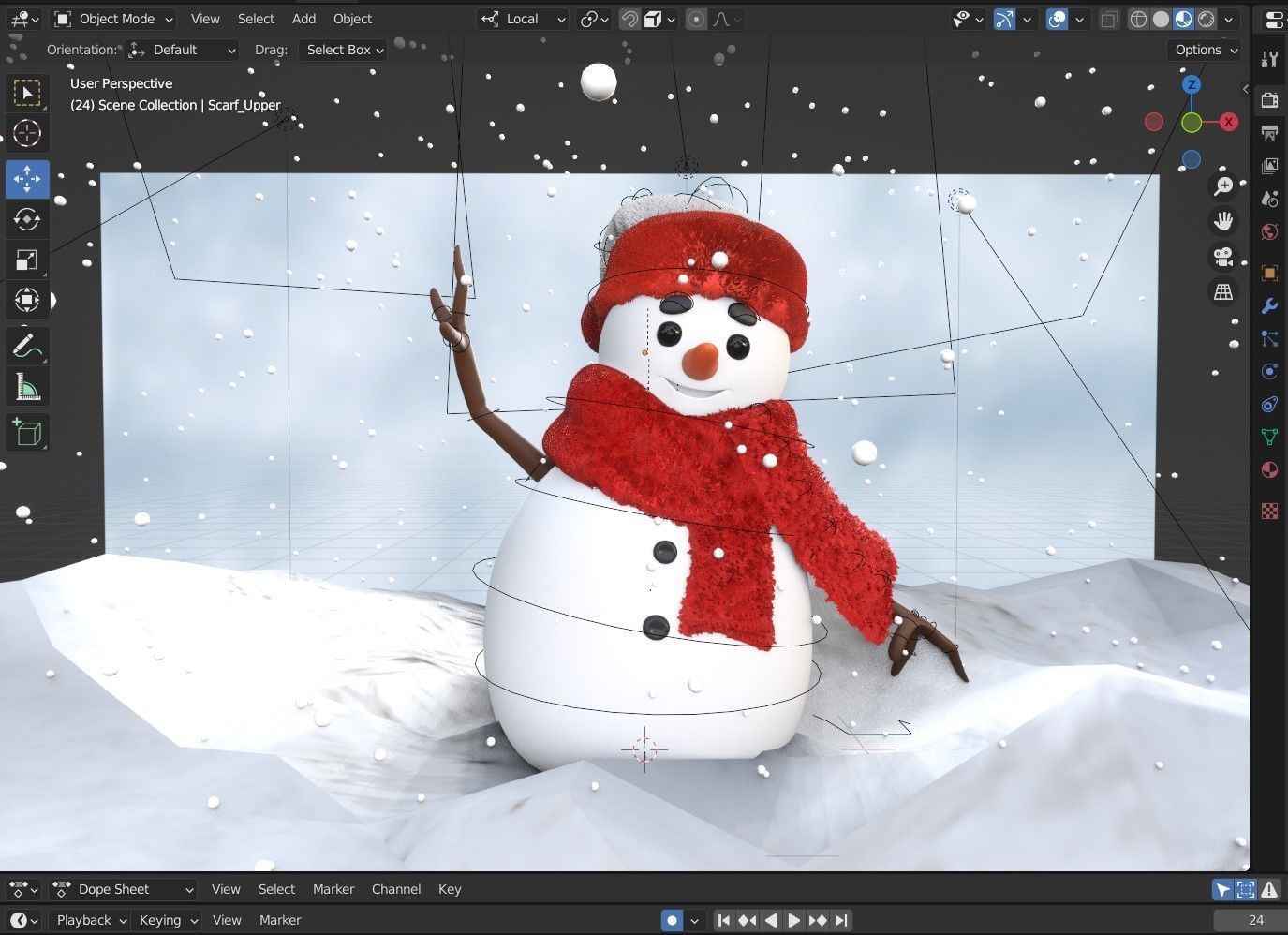 Animated Snowman Happy 3D model_5