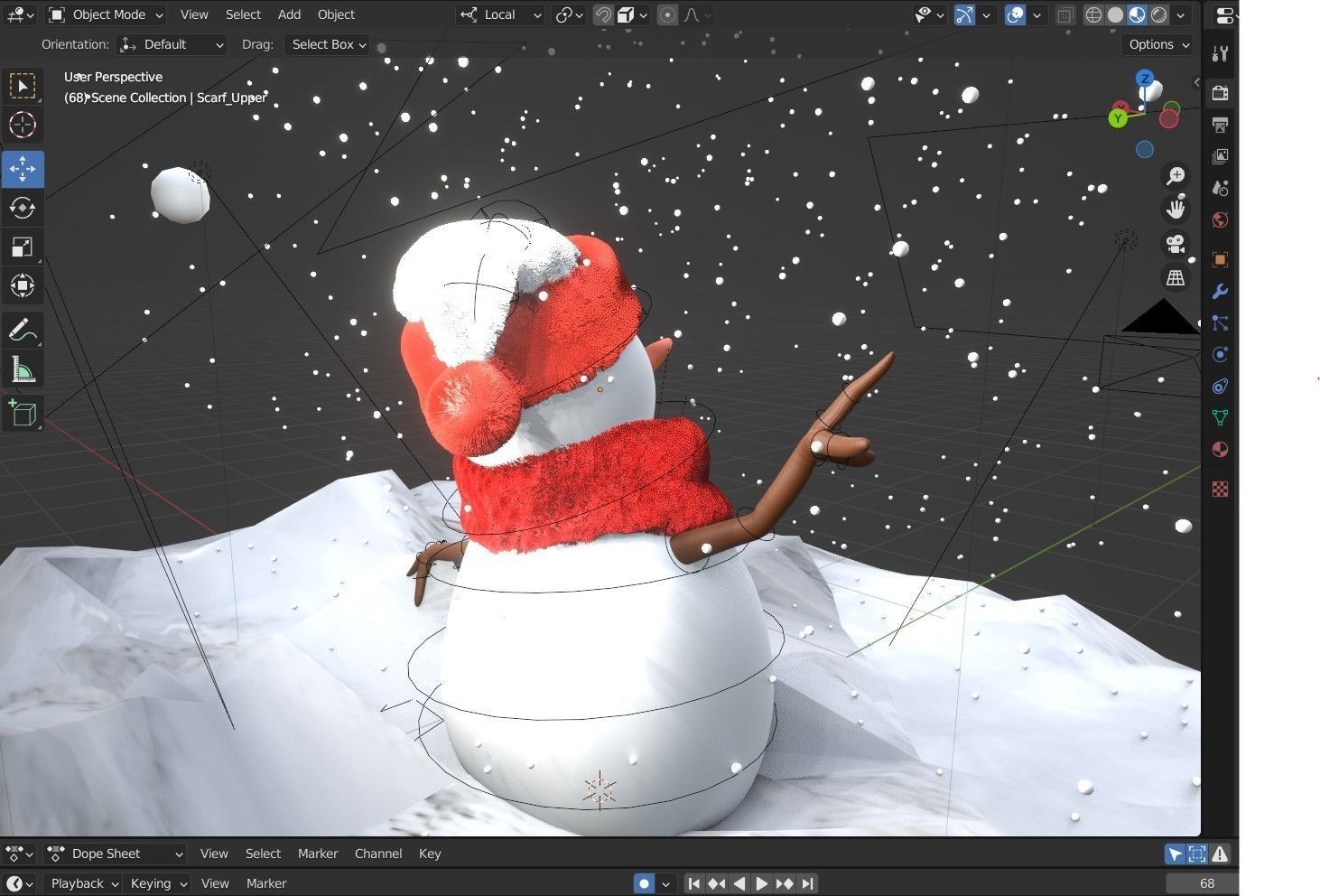 Animated Snowman Happy 3D model_4