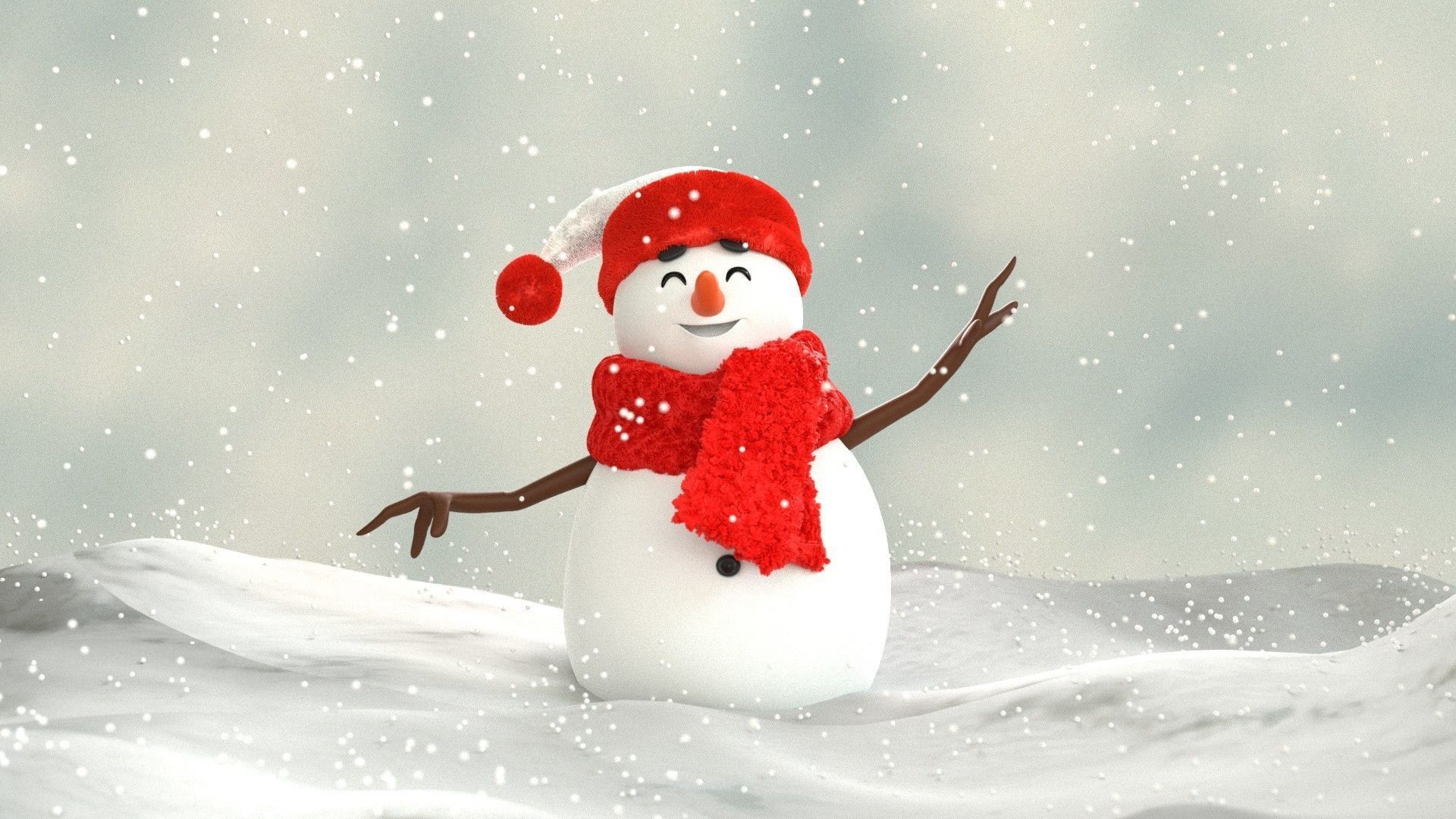 Animated Snowman Happy 3D model_14