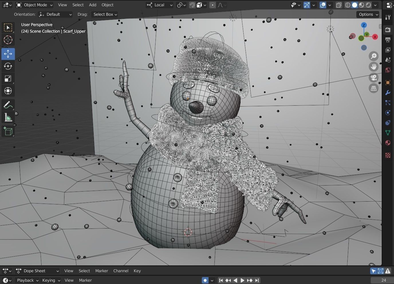 Animated Snowman Happy 3D model_9