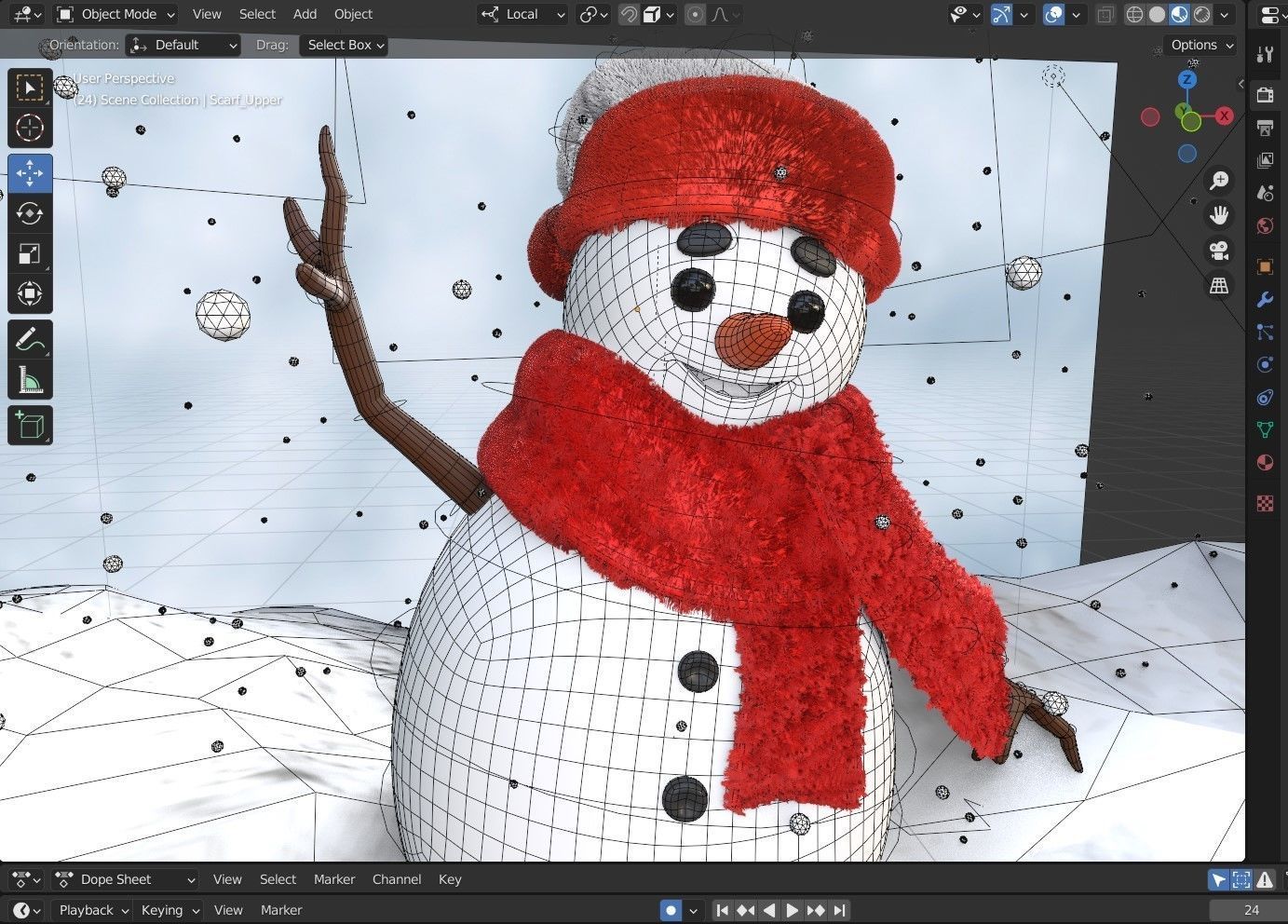 Animated Snowman Happy 3D model_11