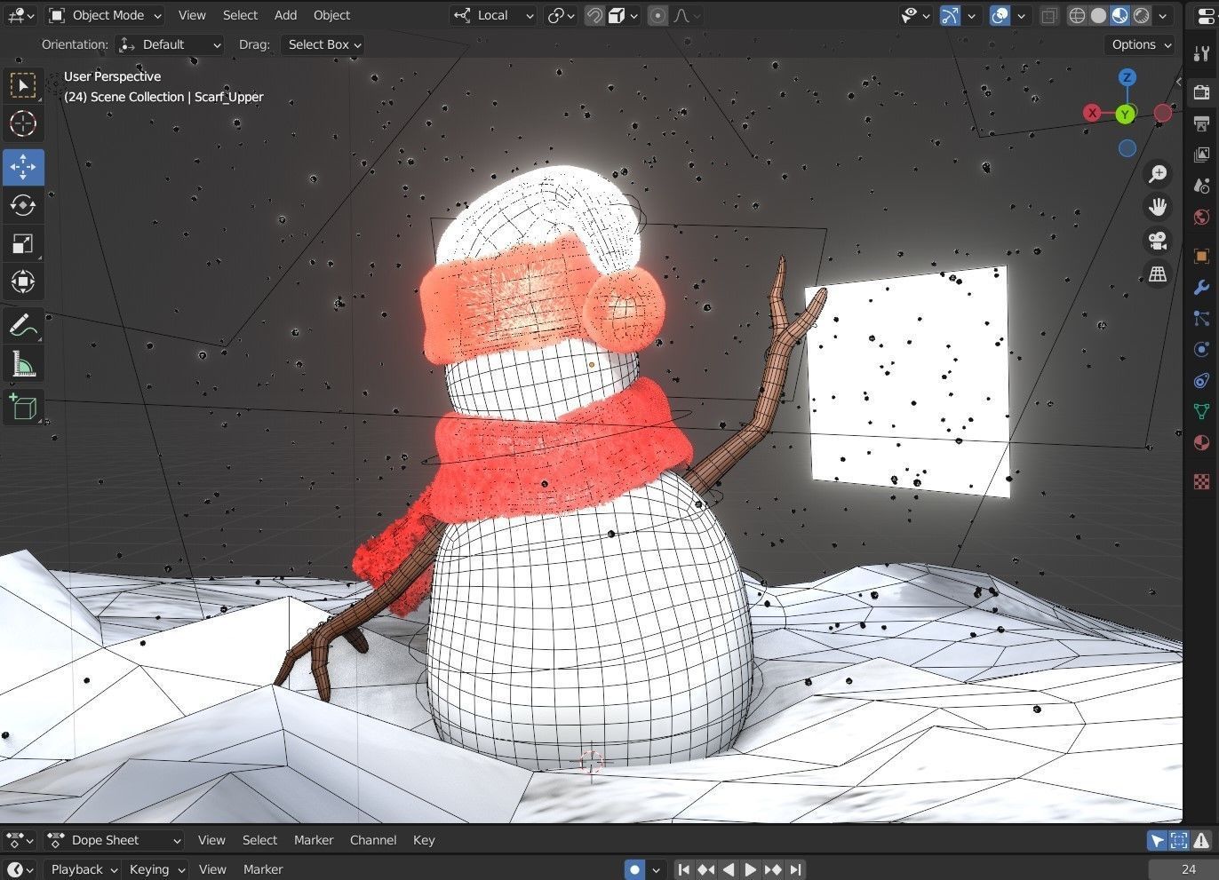 Animated Snowman Happy 3D model_10