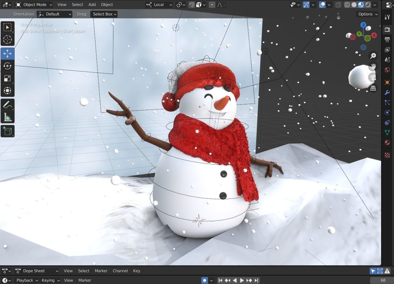 Animated Snowman Happy 3D model_3