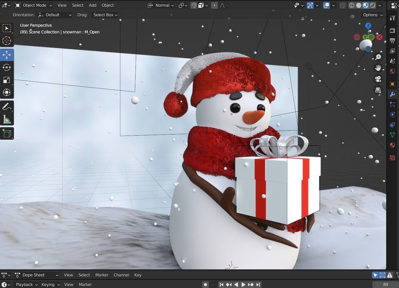Animated Snowman GiftBox 3D model_4