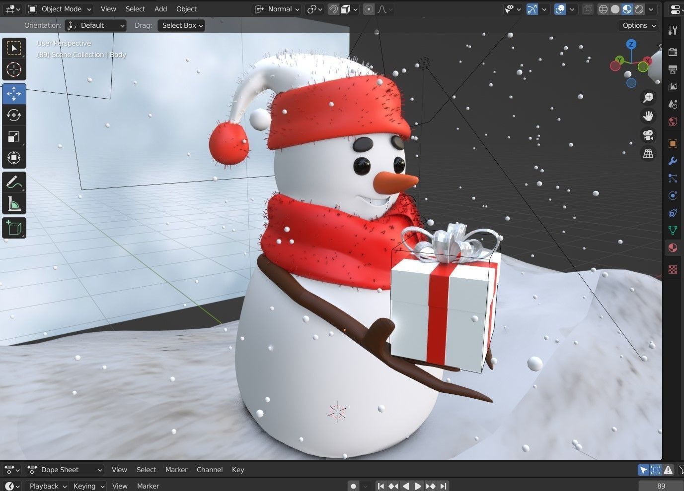 Animated Snowman GiftBox 3D model_16