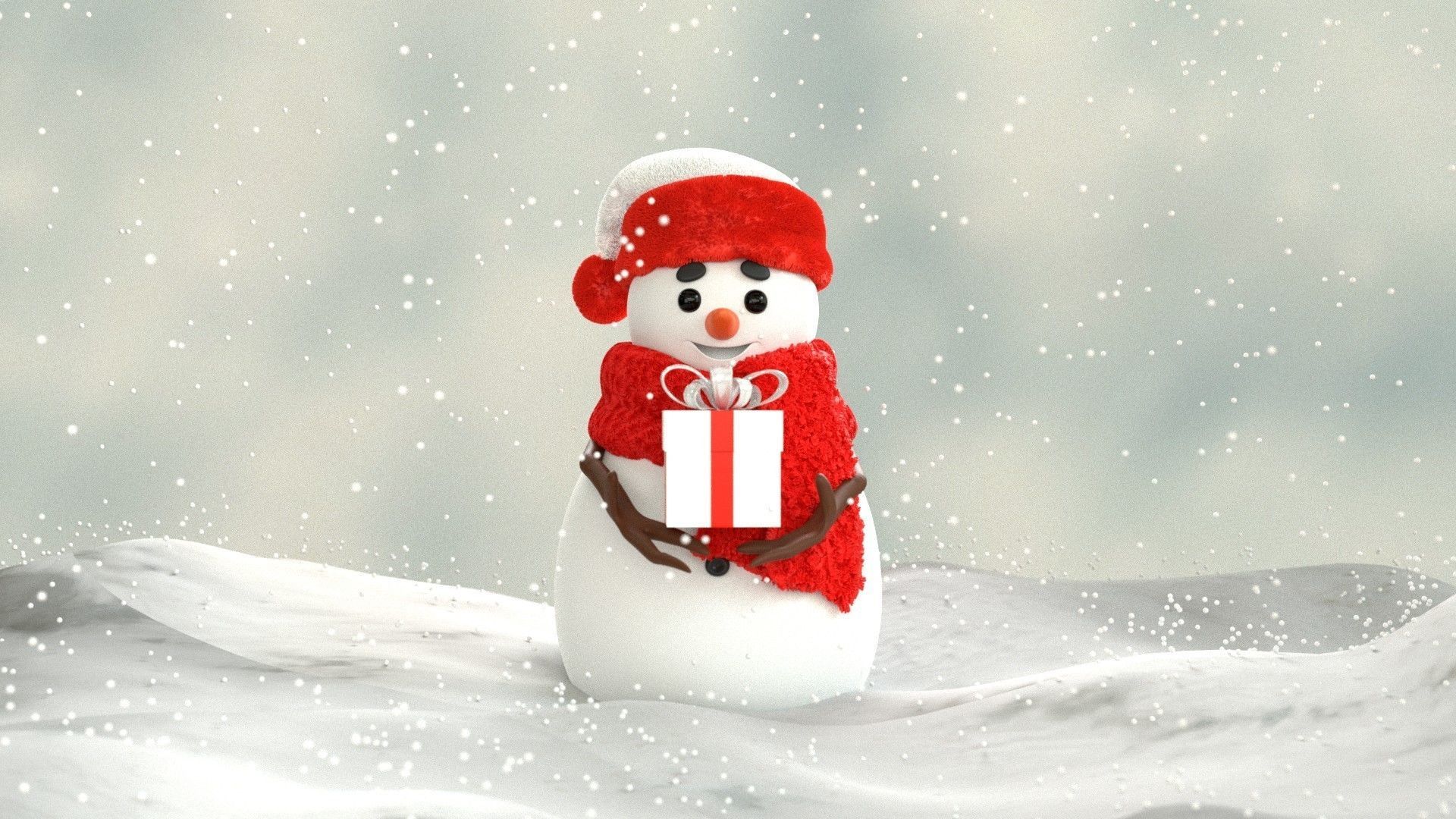 Animated Snowman GiftBox 3D model_12